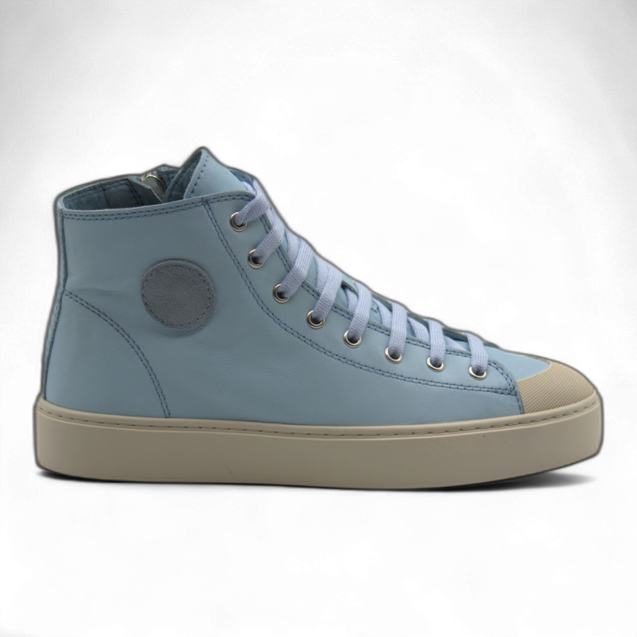 Women's Leather High Top Sneakers with Convenient Side Zipper (August Style)
