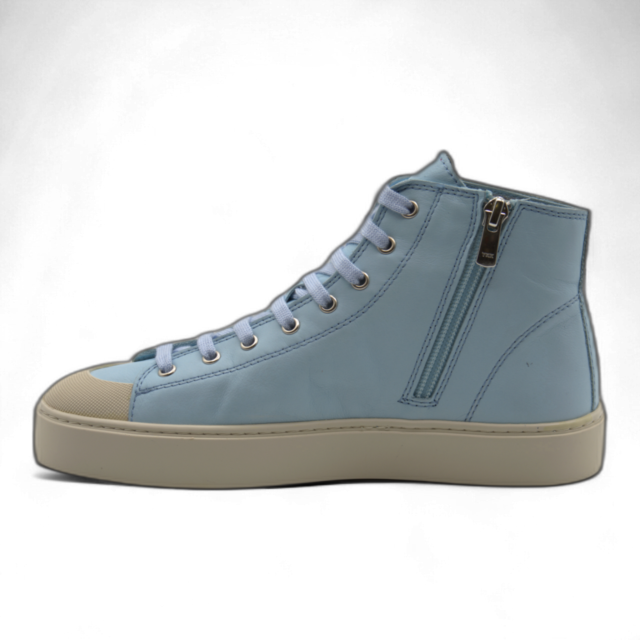Women's Leather High Top Sneakers with Convenient Side Zipper (August Style)