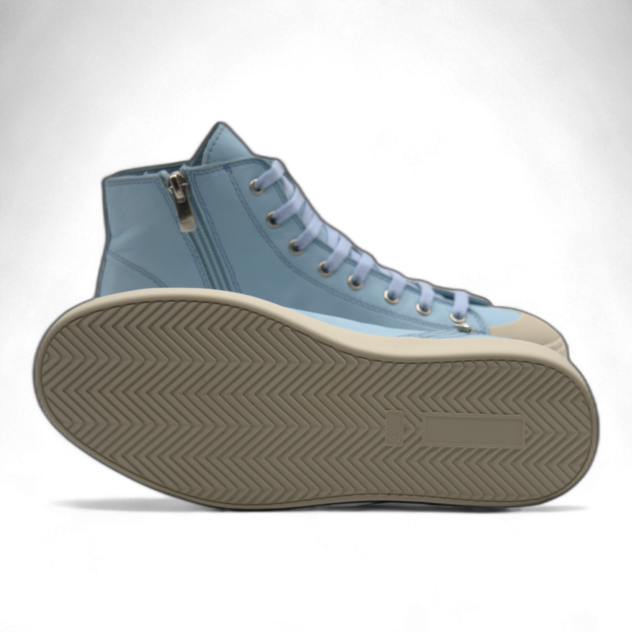 Women's Leather High Top Sneakers with Convenient Side Zipper (August Style)