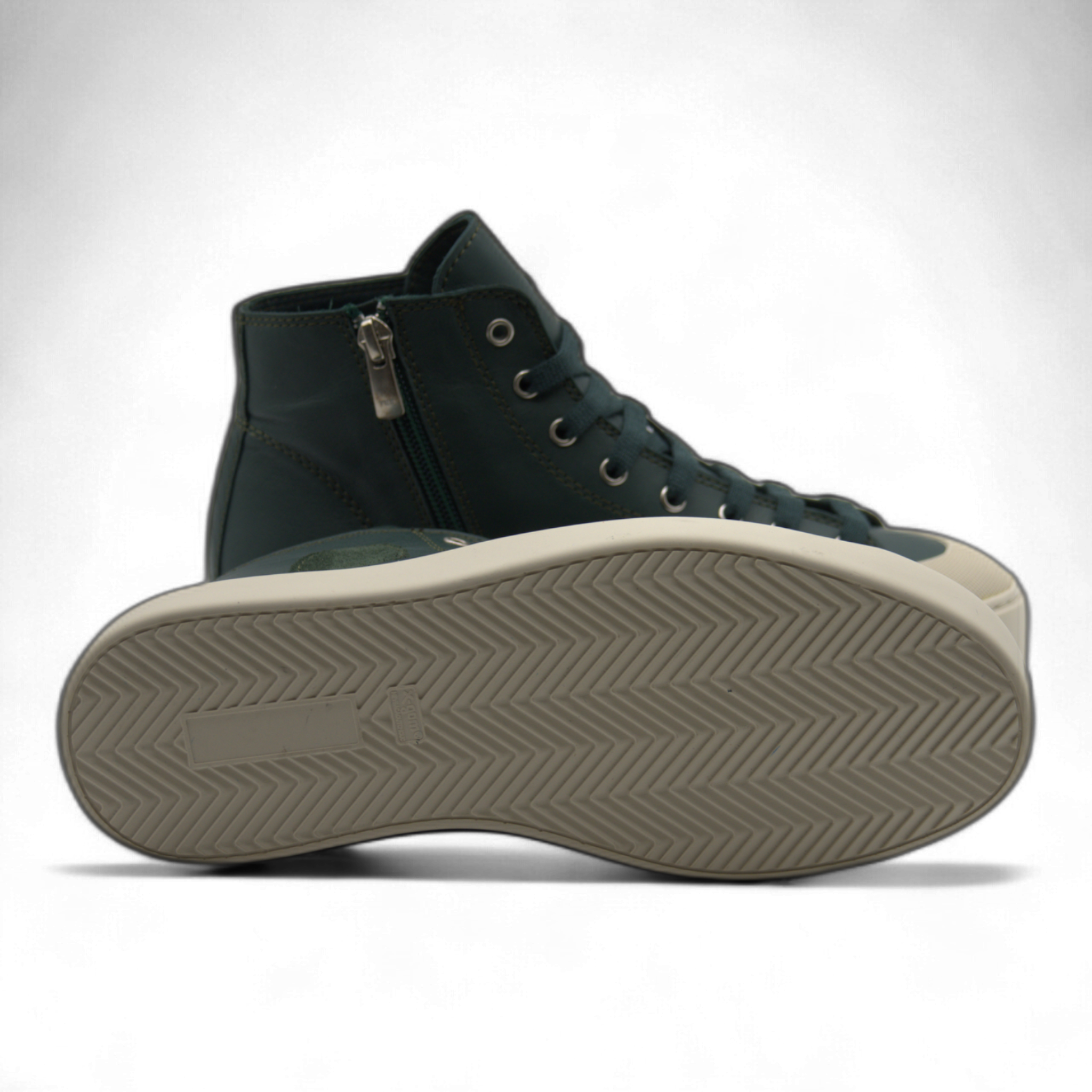 Women's Leather High Top Sneakers with Convenient Side Zipper (August Style)