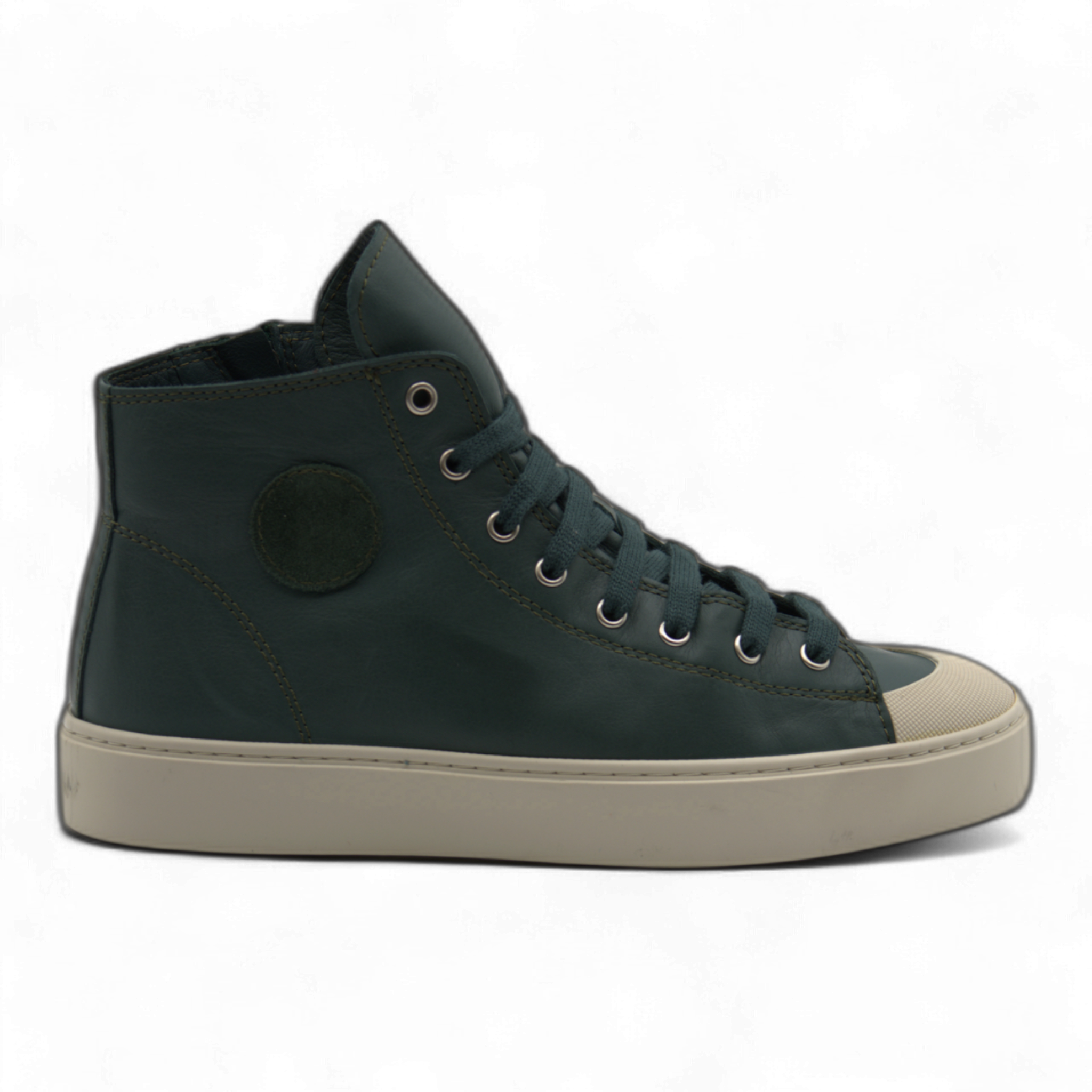 Women's Leather High Top Sneakers with Convenient Side Zipper (August Style)
