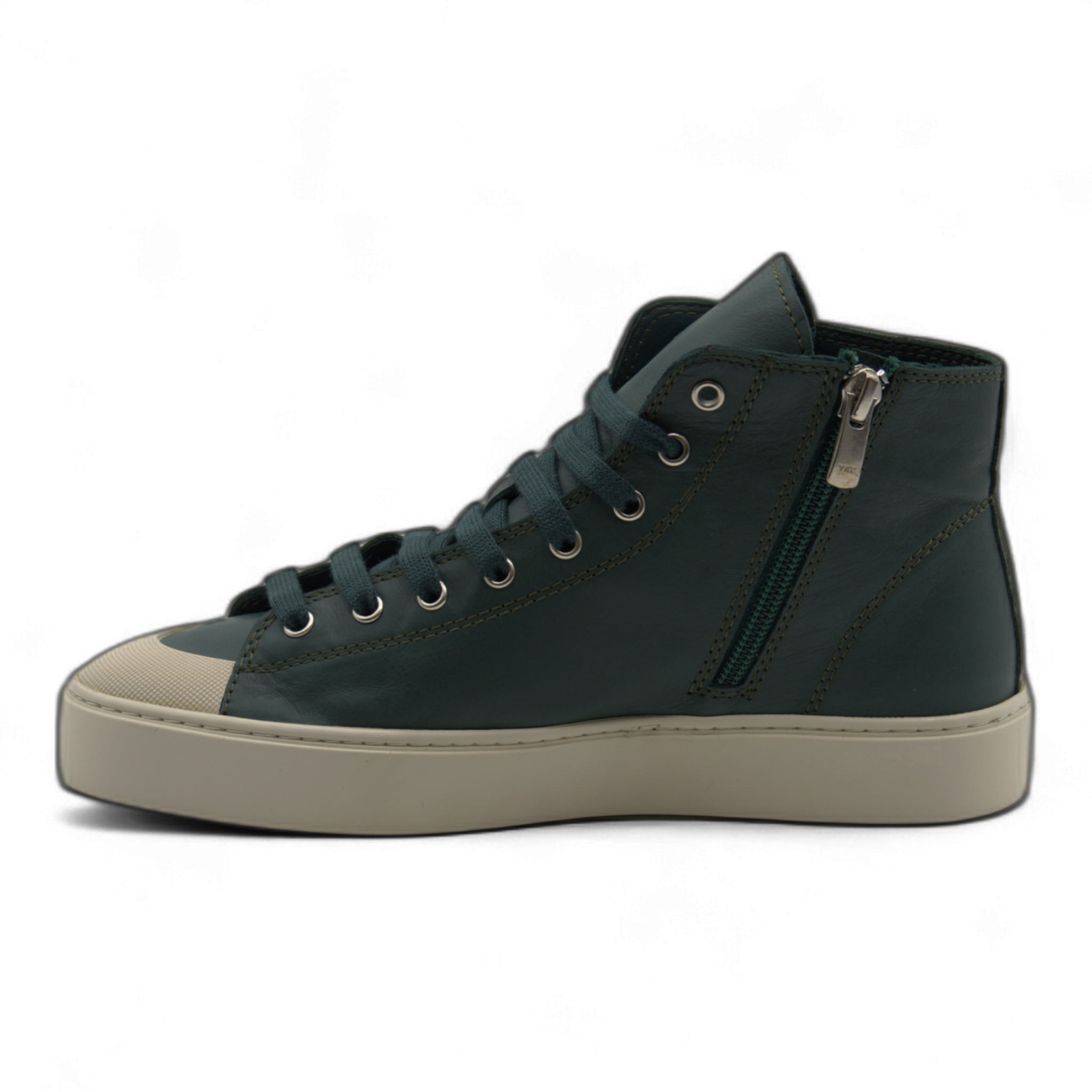 Women's Leather High Top Sneakers with Convenient Side Zipper (August Style)