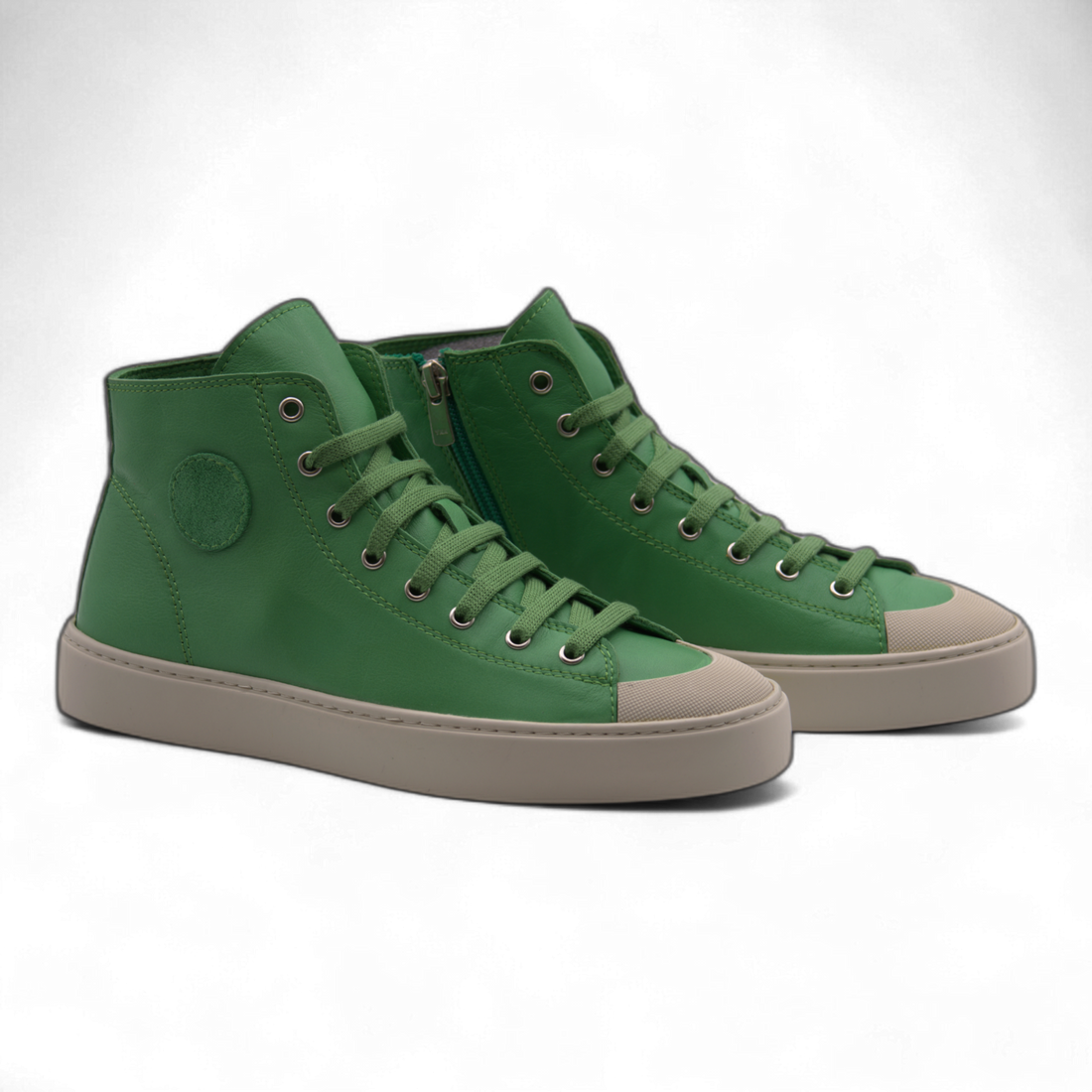 Women's Leather High Top Sneakers with Convenient Side Zipper (August Style)