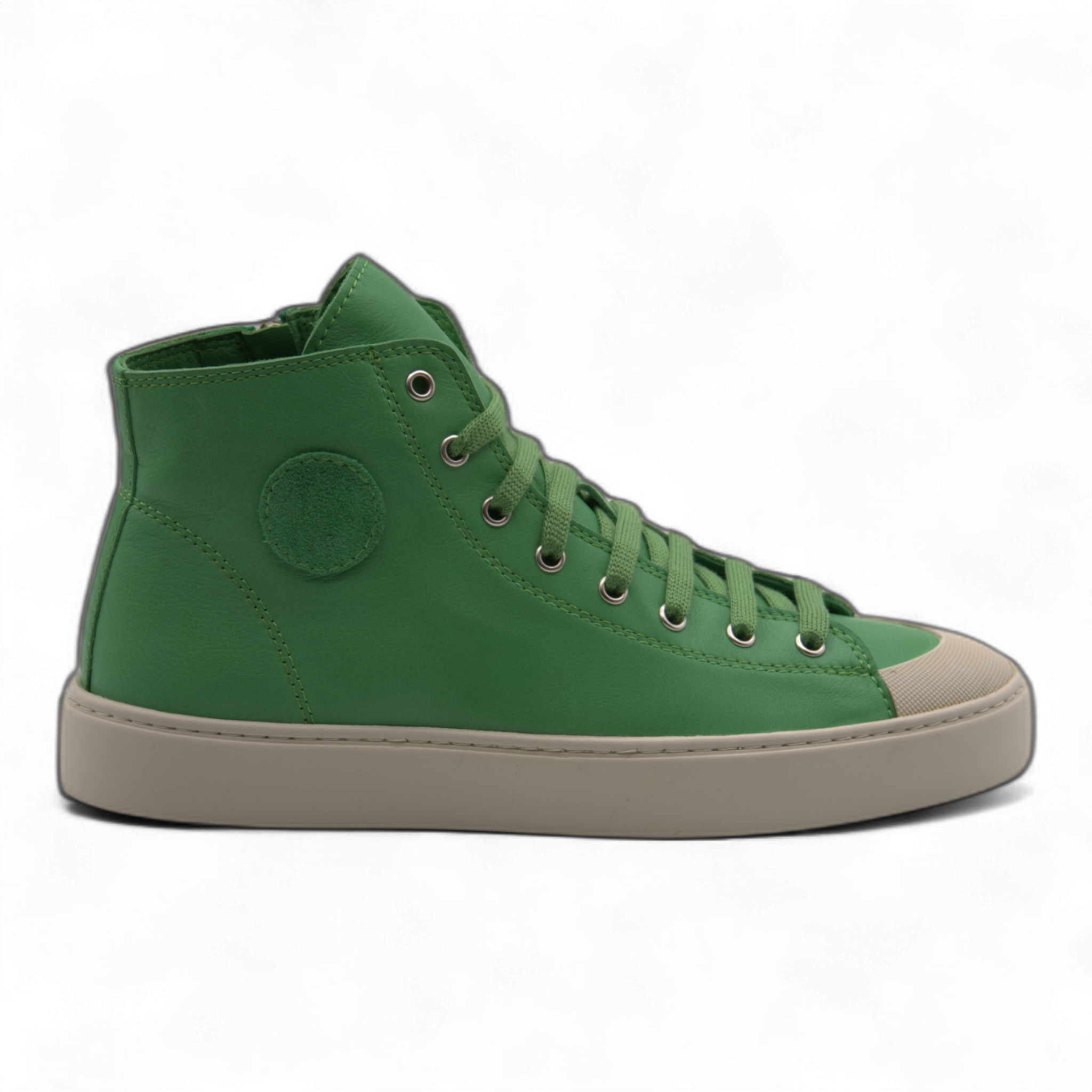 Women's Leather High Top Sneakers with Convenient Side Zipper (August Style)