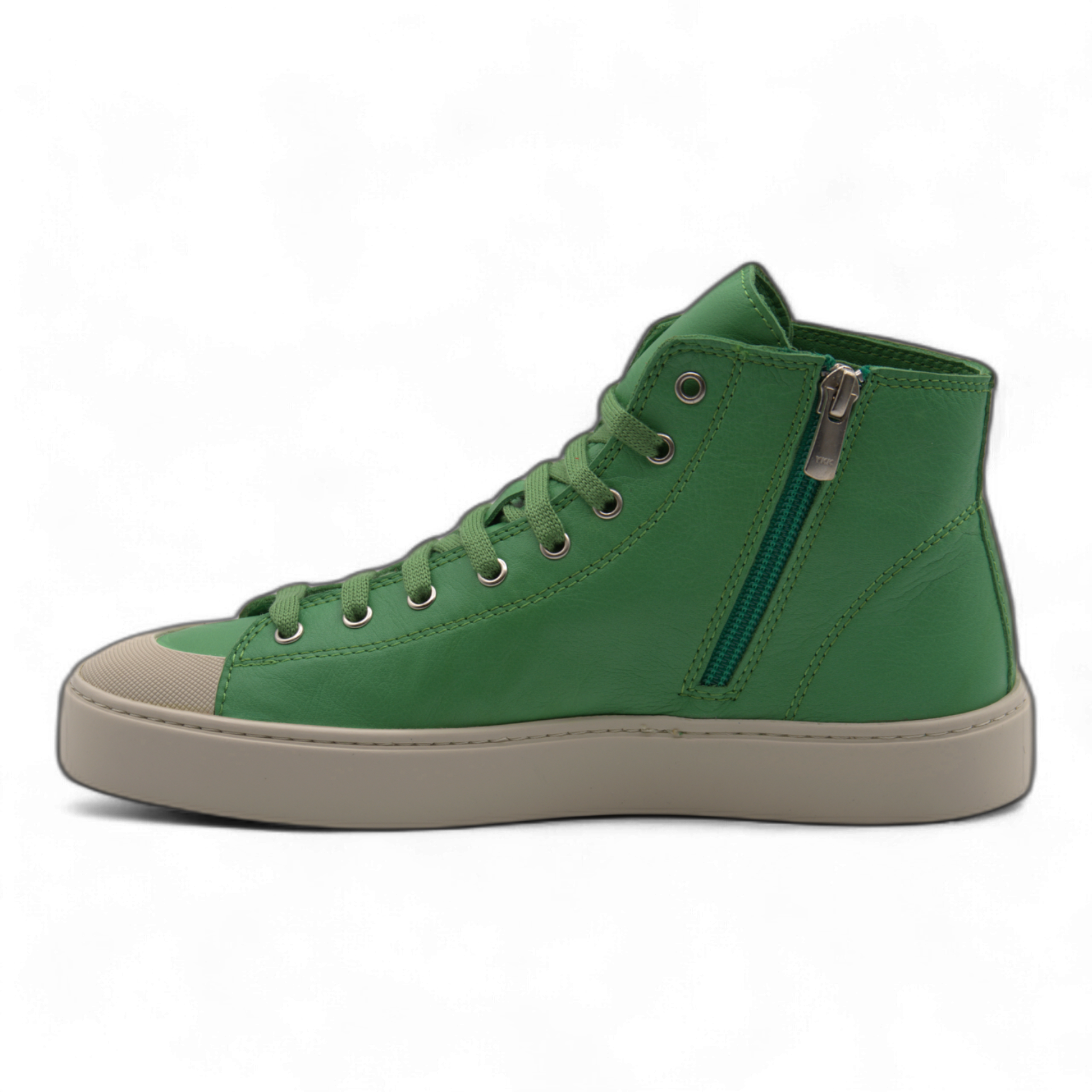 Women's Leather High Top Sneakers with Convenient Side Zipper (August Style)