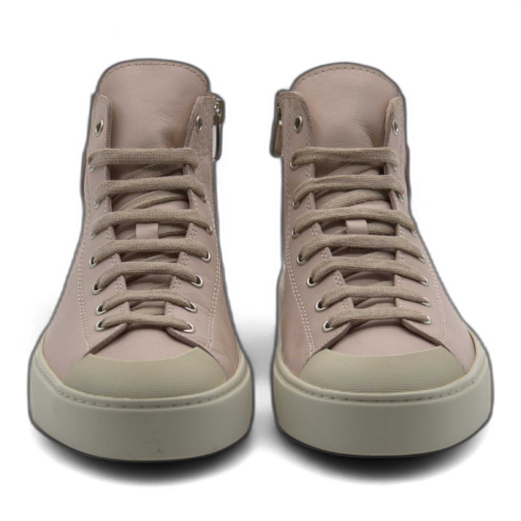 Women's Leather High Top Sneakers with Convenient Side Zipper (August Style)