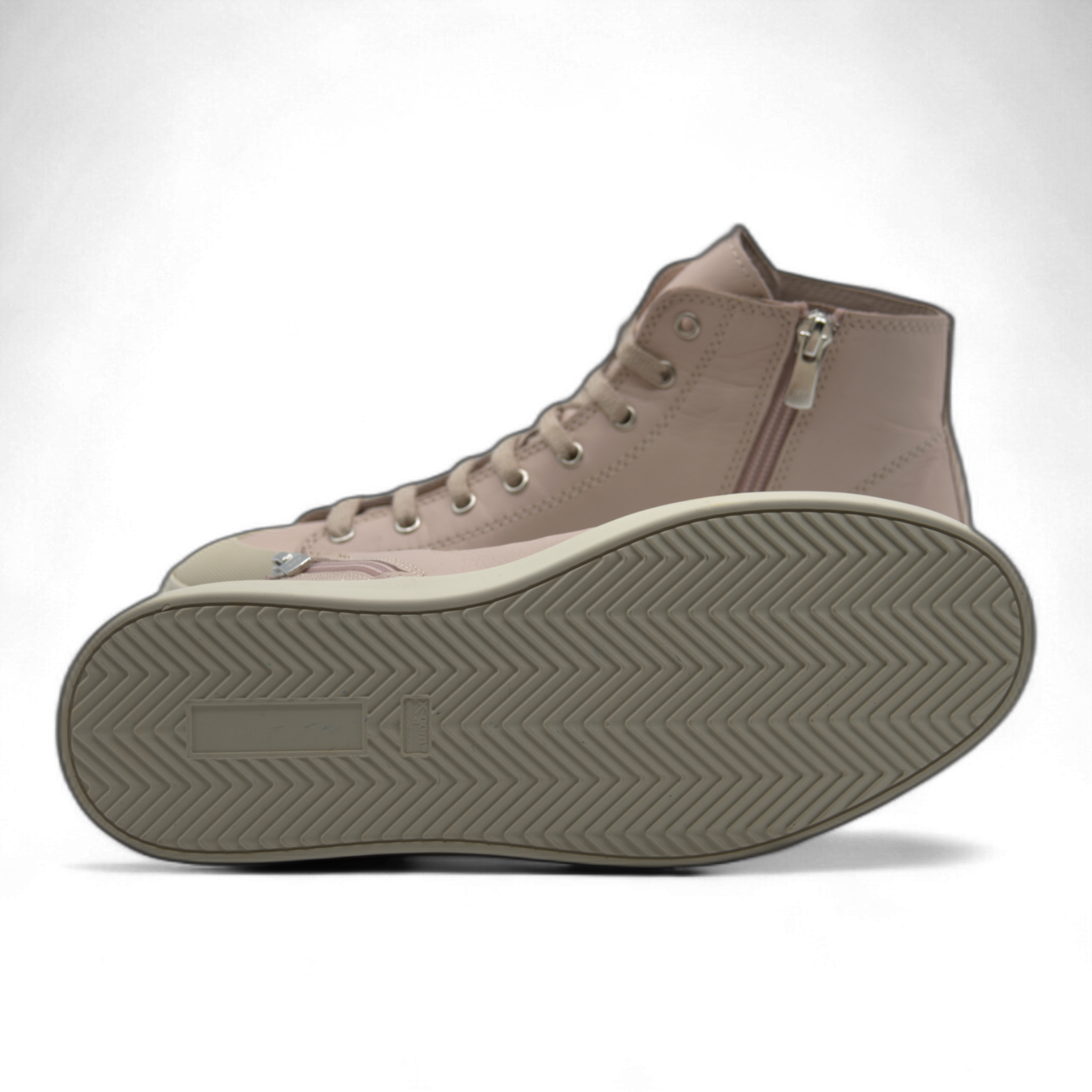 Women's Leather High Top Sneakers with Convenient Side Zipper (August Style)