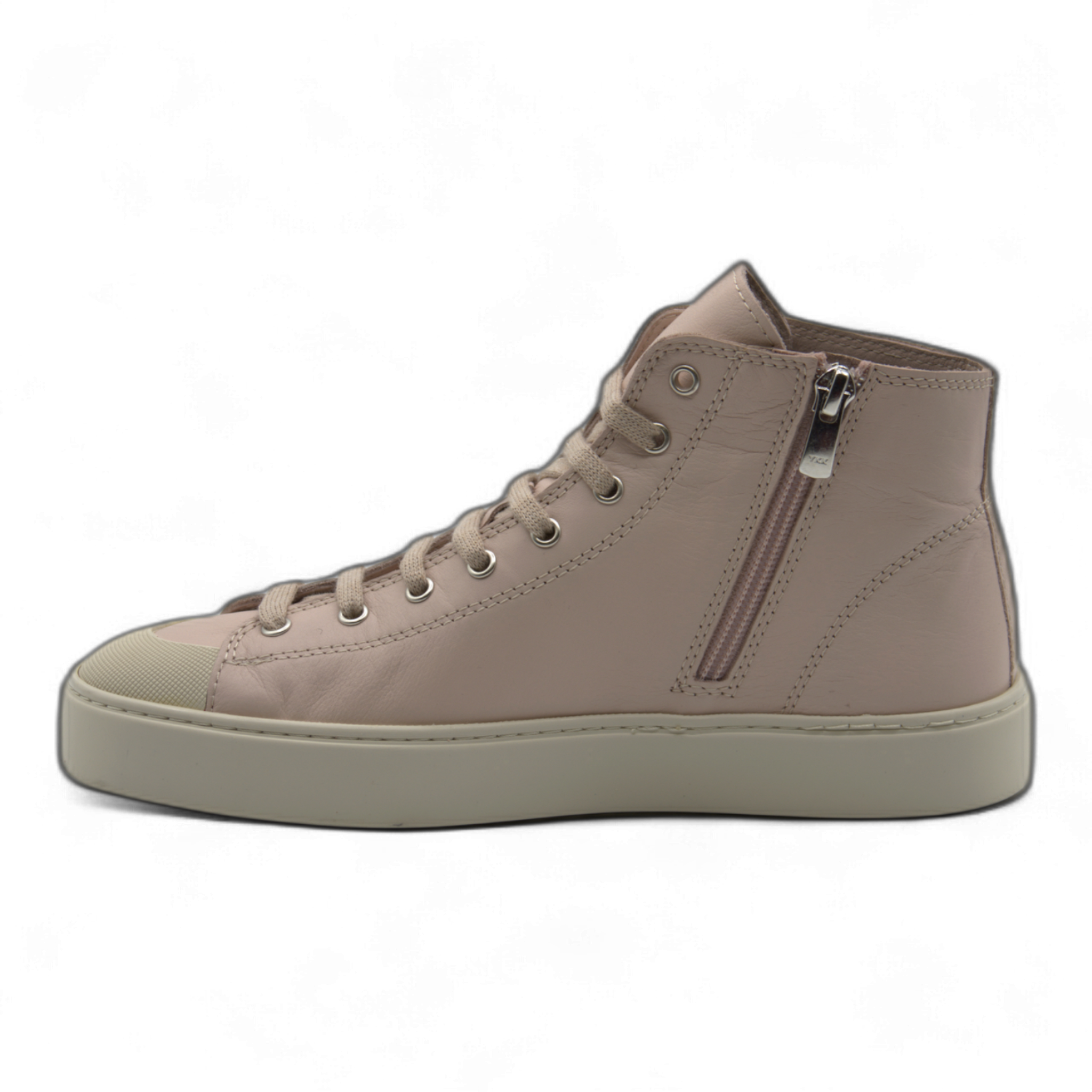 Women's Leather High Top Sneakers with Convenient Side Zipper (August Style)