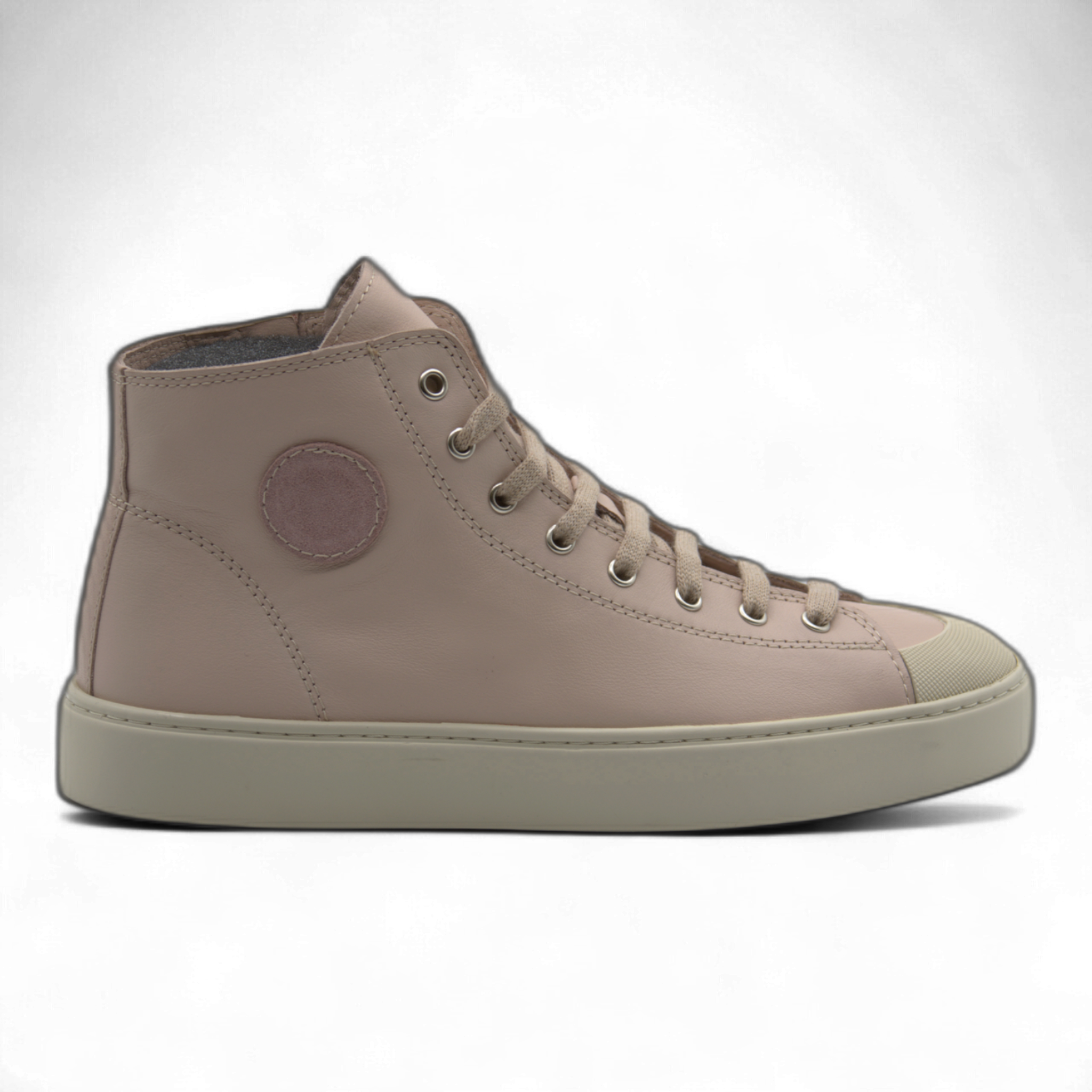 Women's Leather High Top Sneakers with Convenient Side Zipper (August Style)