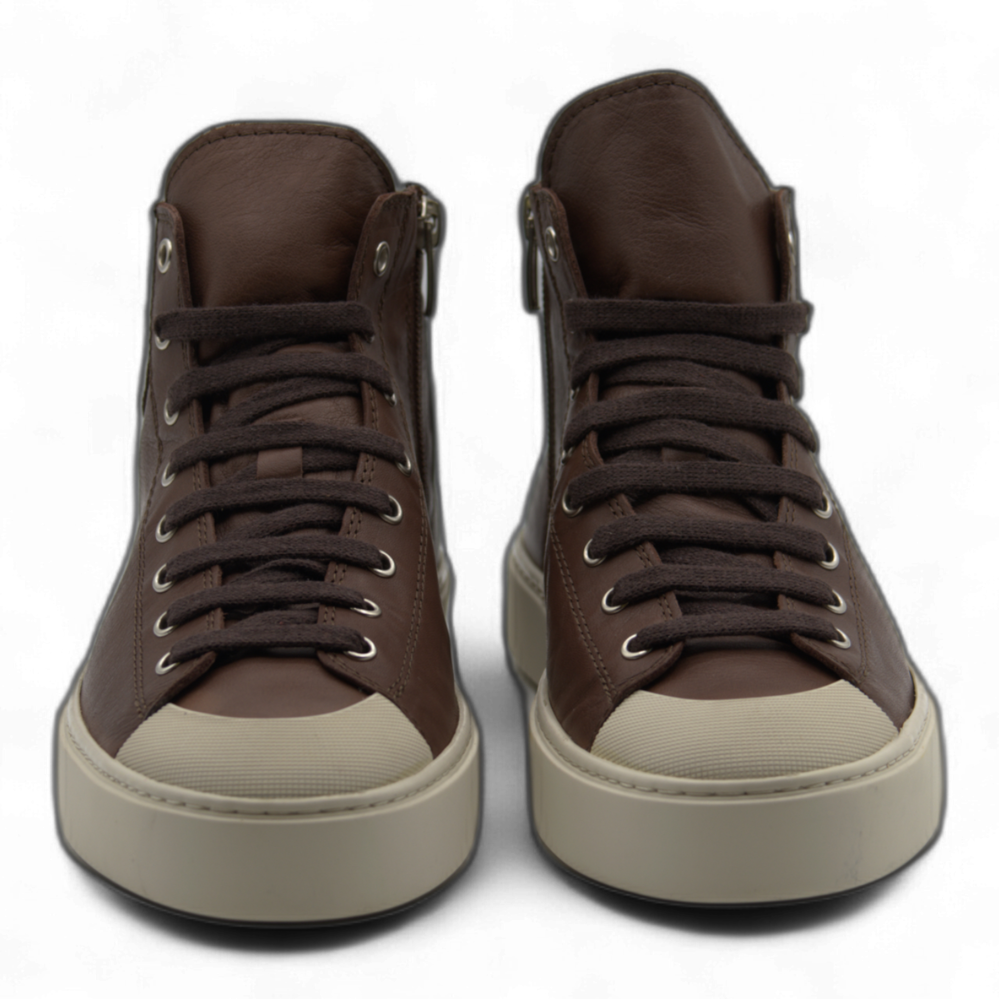 Women's Leather High Top Sneakers with Convenient Side Zipper (August Style)