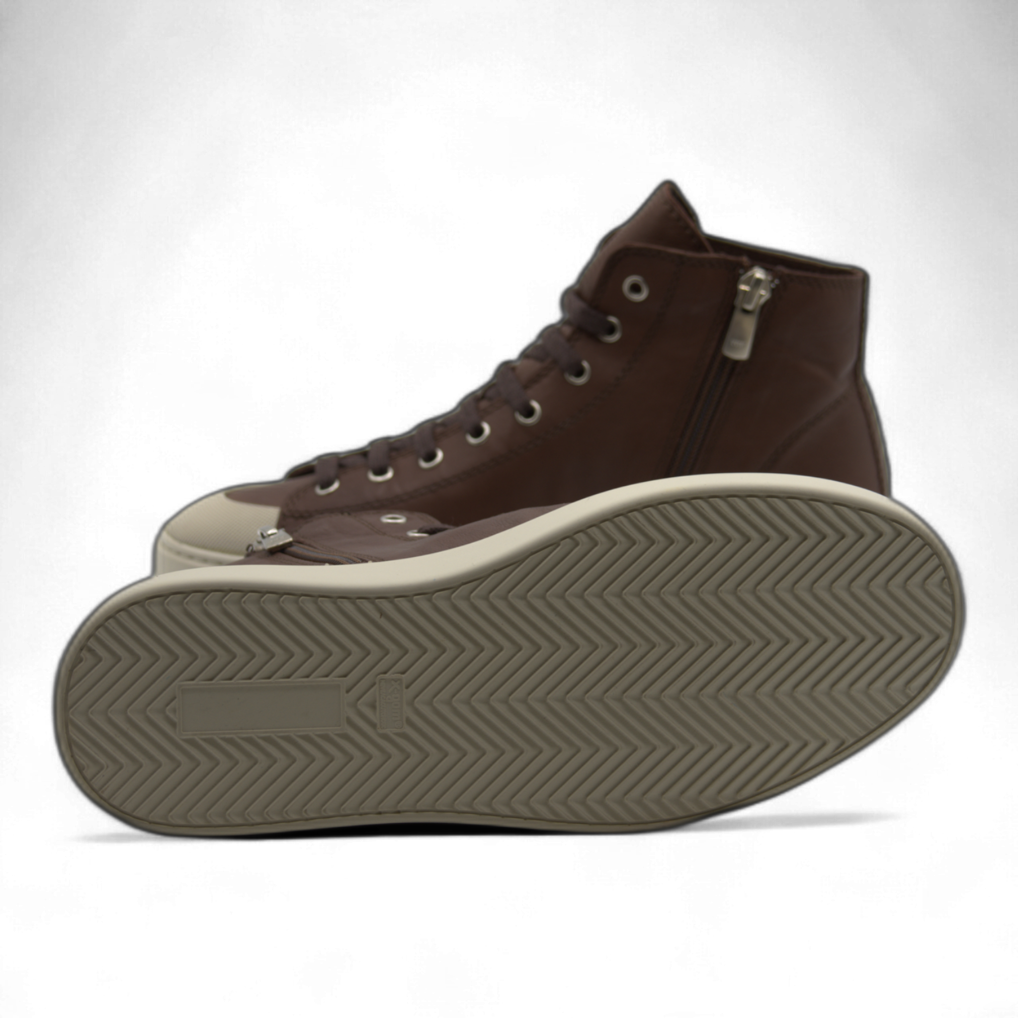 Women's Leather High Top Sneakers with Convenient Side Zipper (August Style)