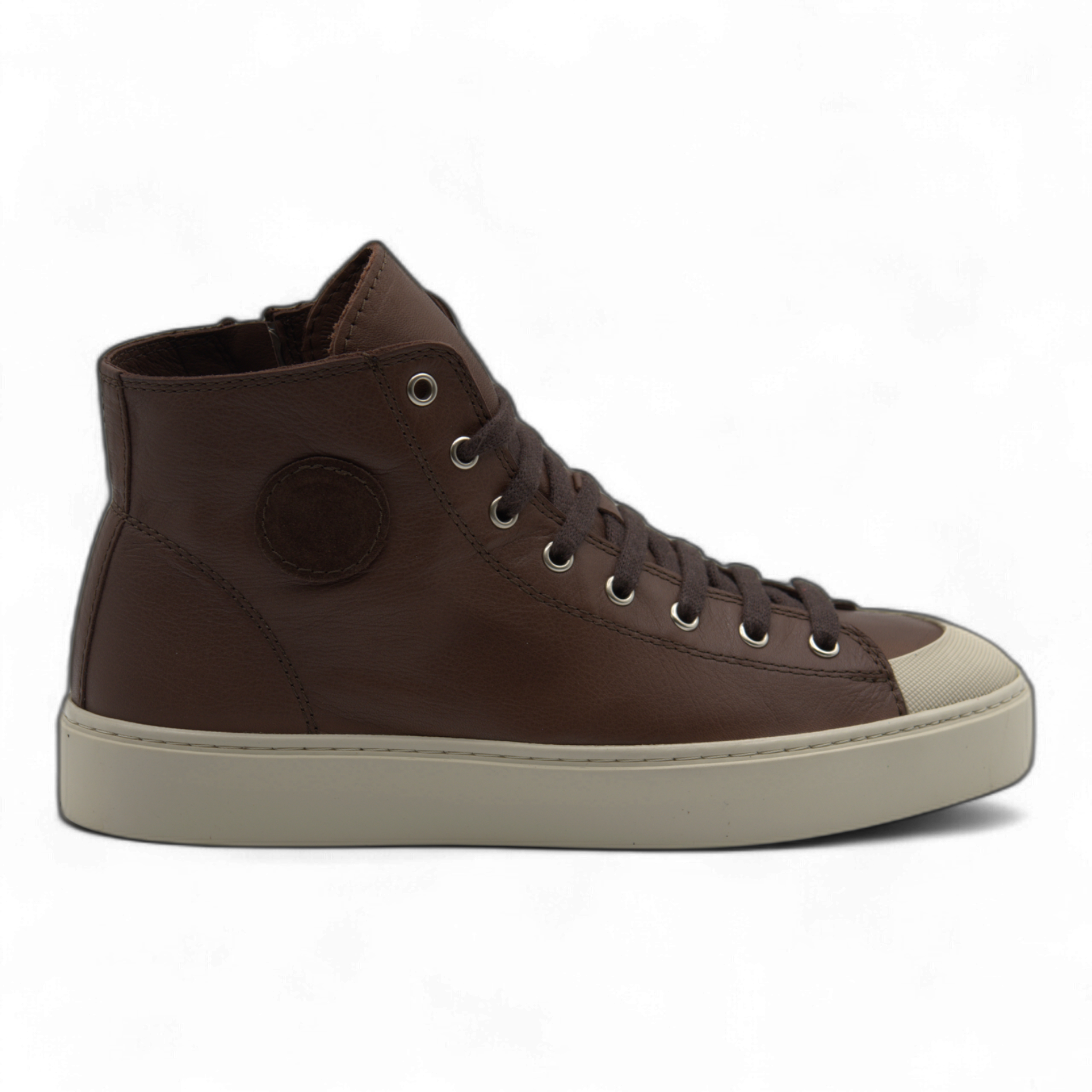 Women's Leather High Top Sneakers with Convenient Side Zipper (August Style)