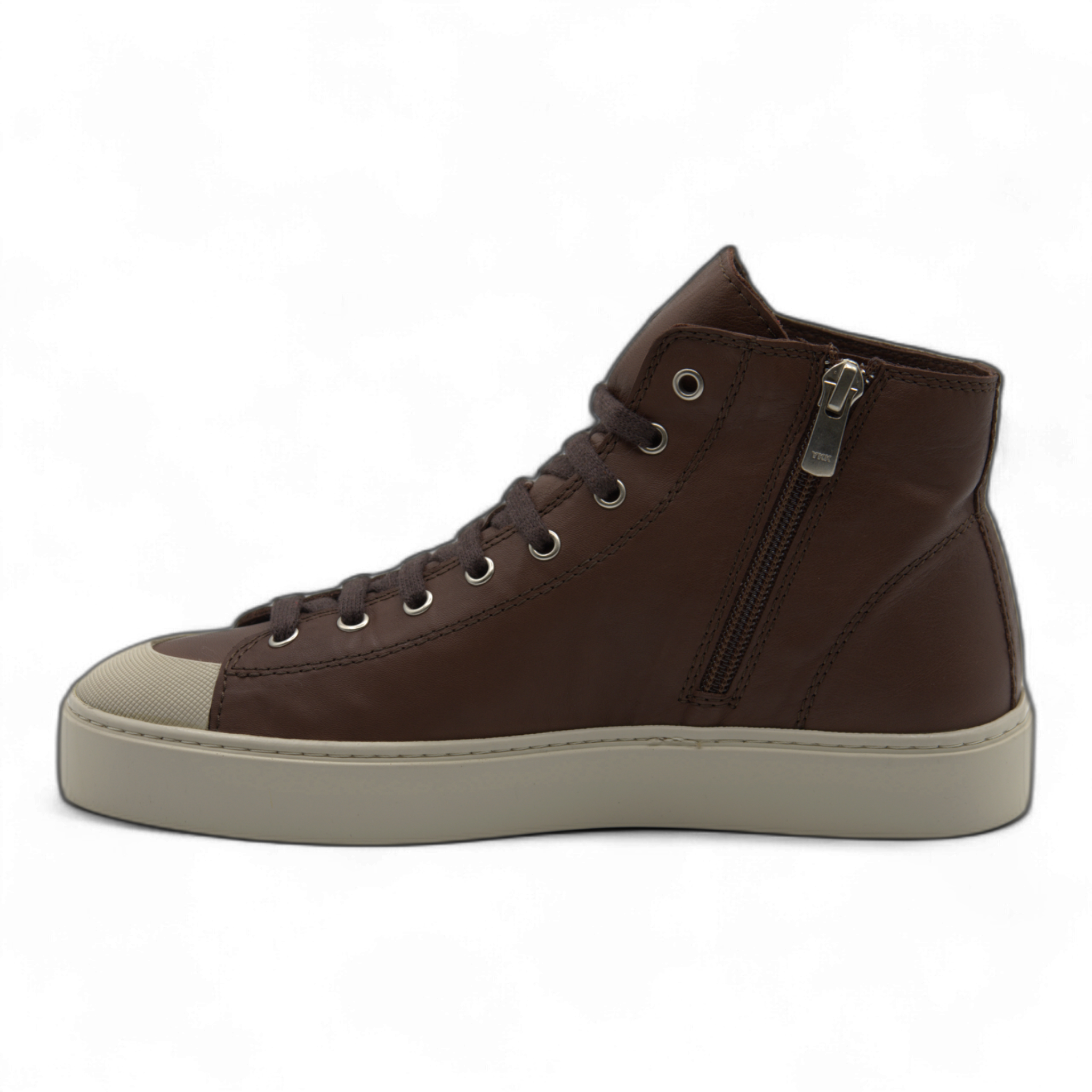 Women's Leather High Top Sneakers with Convenient Side Zipper (August Style)