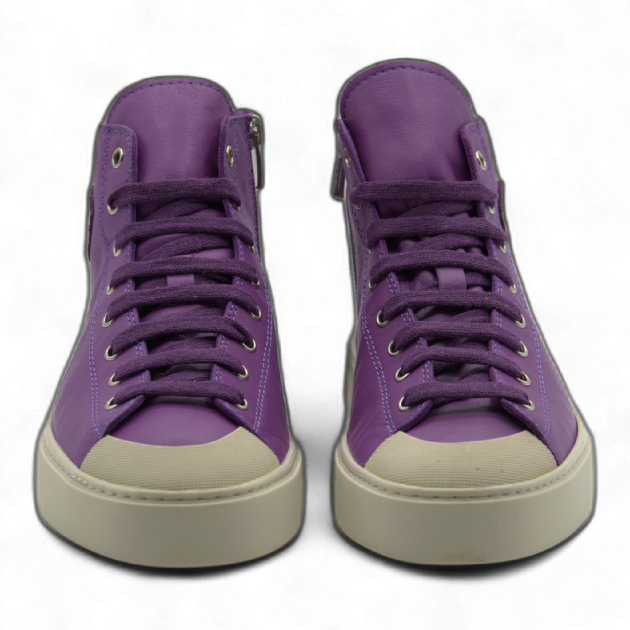 Women's Leather High Top Sneakers with Convenient Side Zipper (August Style)