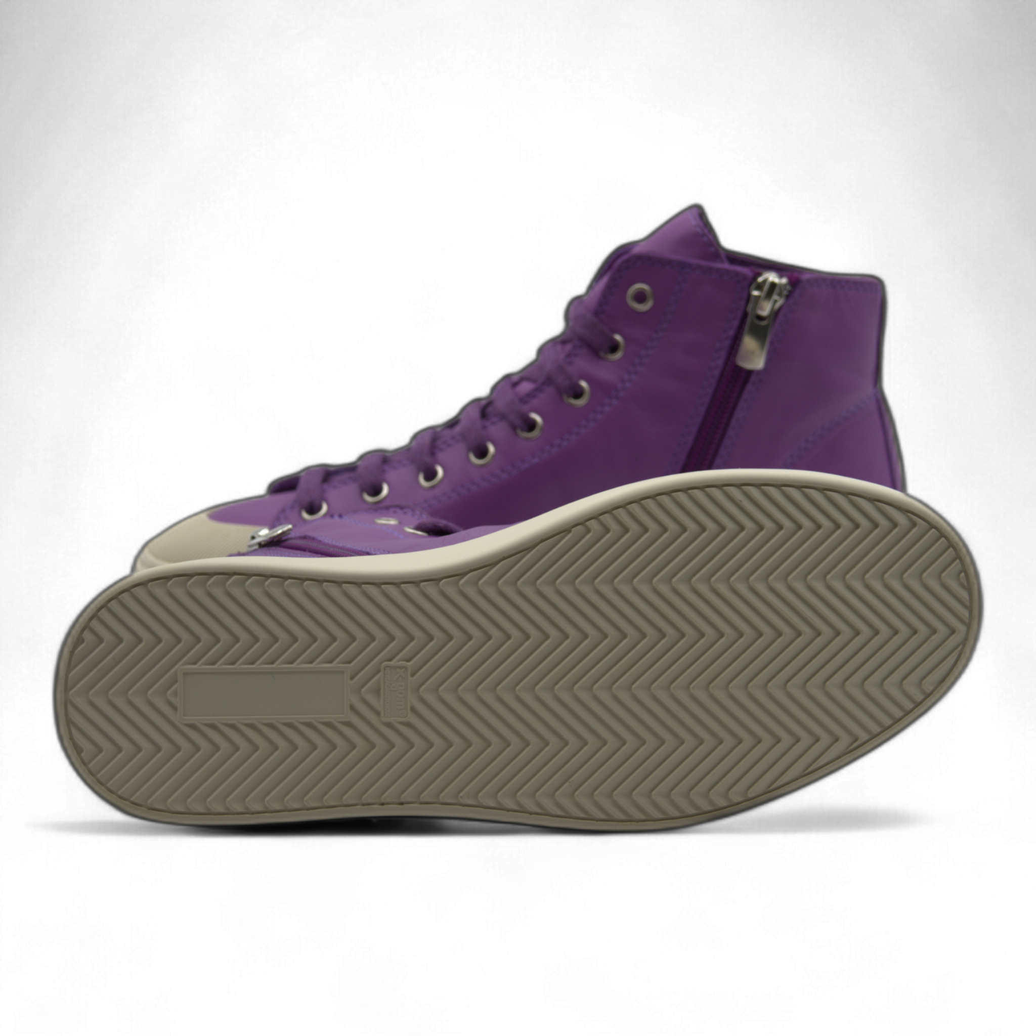 Women's Leather High Top Sneakers with Convenient Side Zipper (August Style)