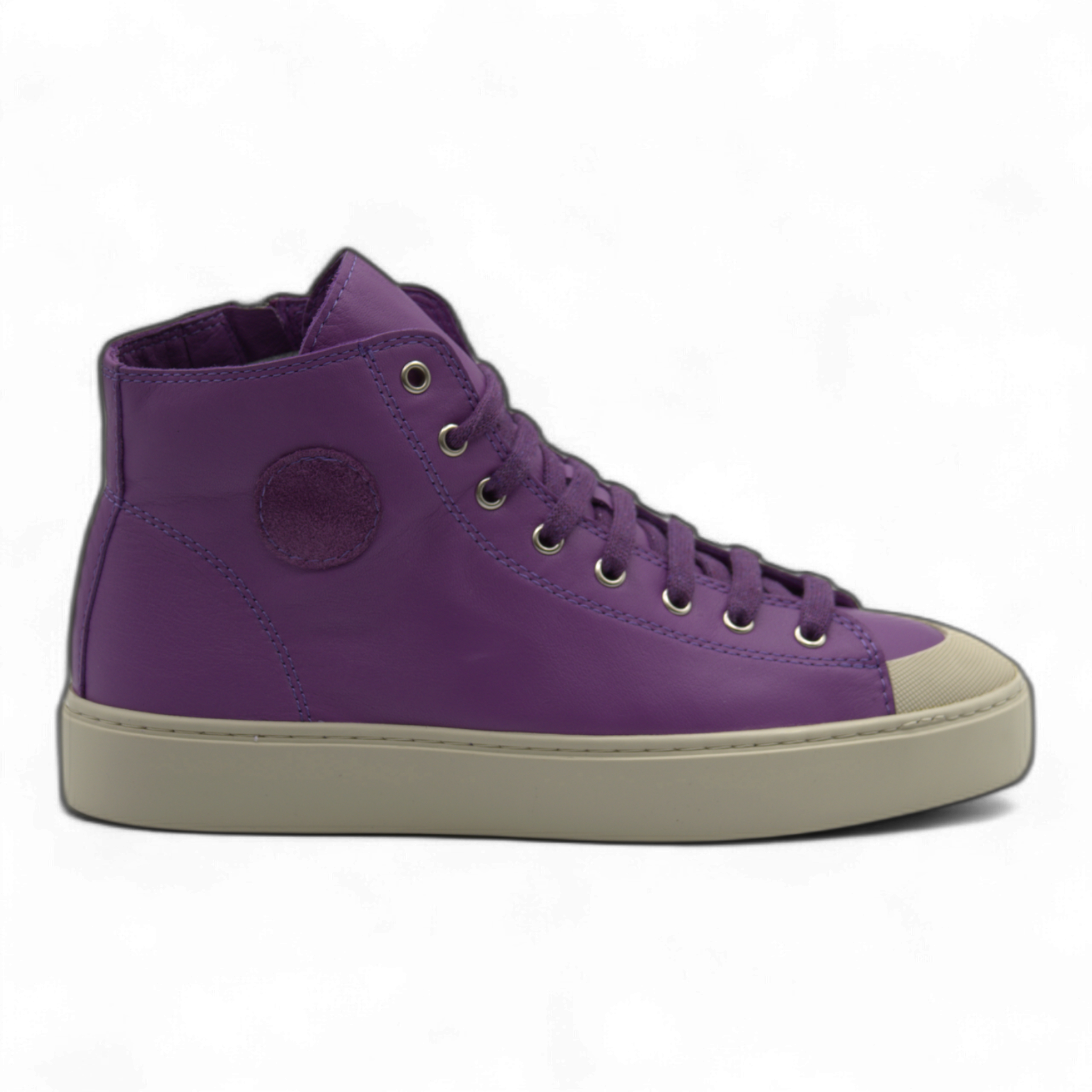 Women's Leather High Top Sneakers with Convenient Side Zipper (August Style)