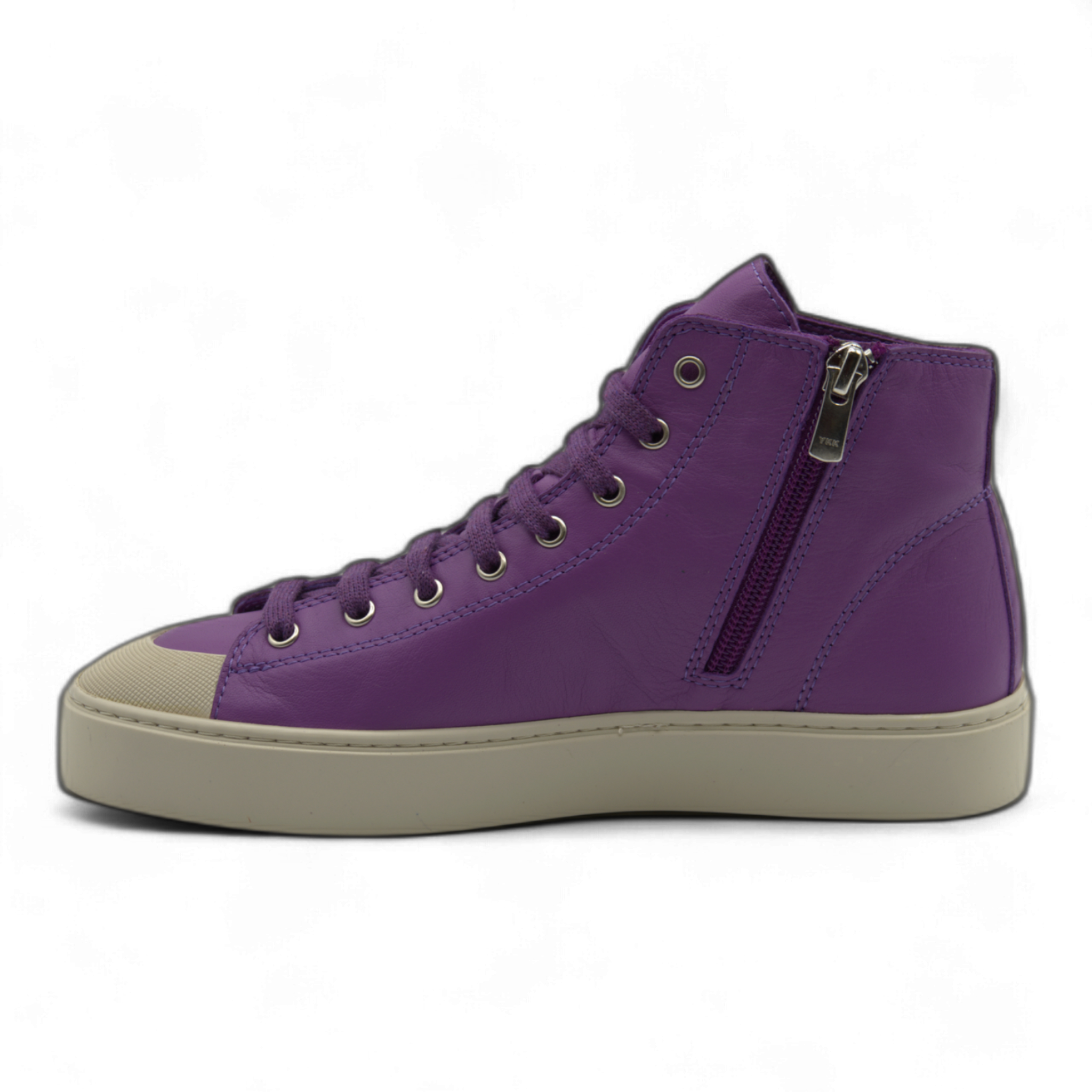 Women's Leather High Top Sneakers with Convenient Side Zipper (August Style)
