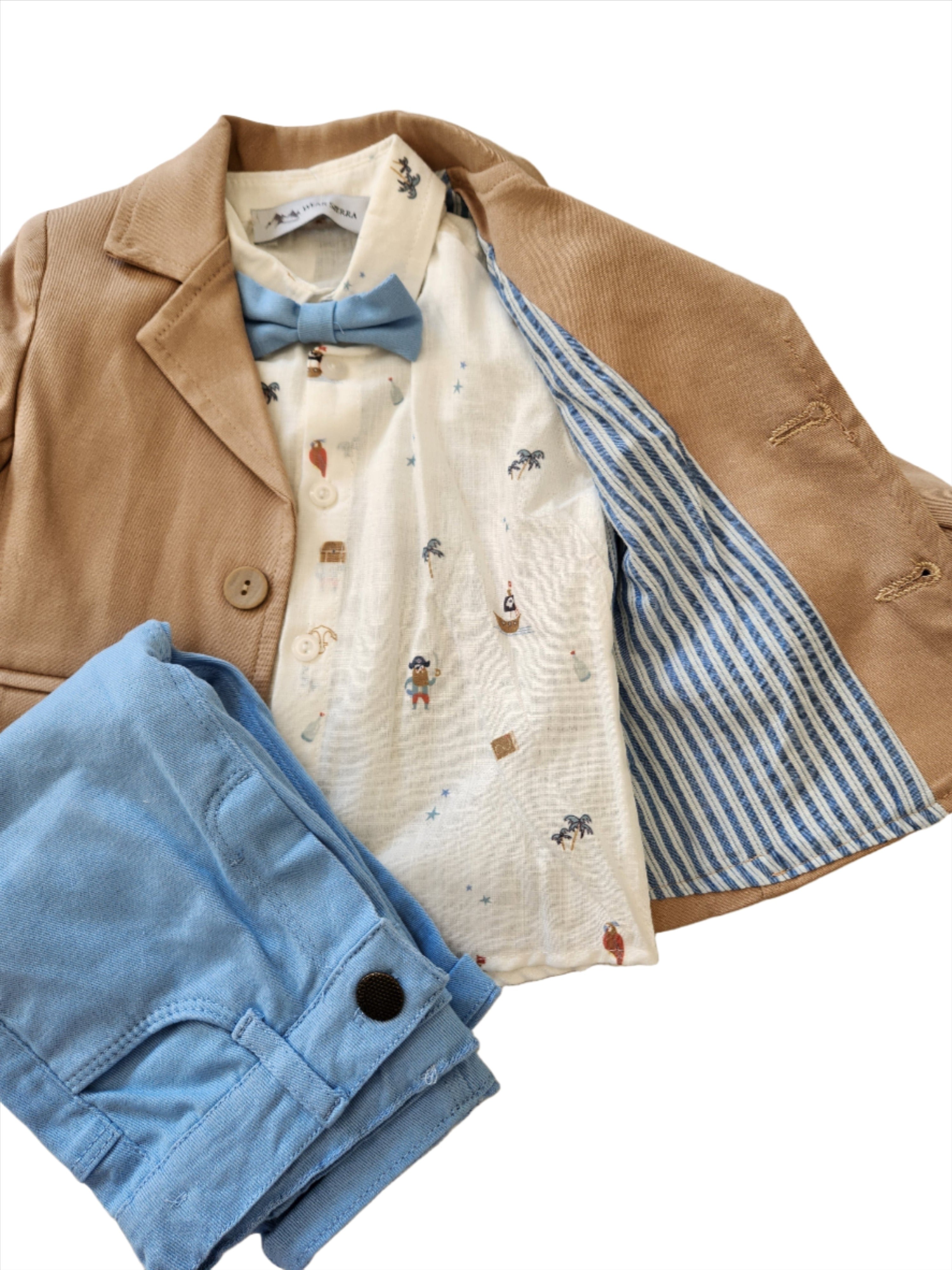 Little Boy to Toddler Nautical Jacket, Button-Up Long Sleeve Shirt & Pants Full 3-Piece Suit