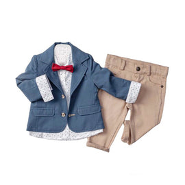 Infant and Toddler Boy's 3-Piece Suit with Fully Lined Jacket, Pants and Button Up Shirt - 0