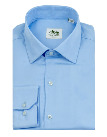Wear Sierra Top Shelf Men's Turkish Cotton Long Sleeve Button Up Shirt in Classic Blue, Casual Friday Shirt for Men