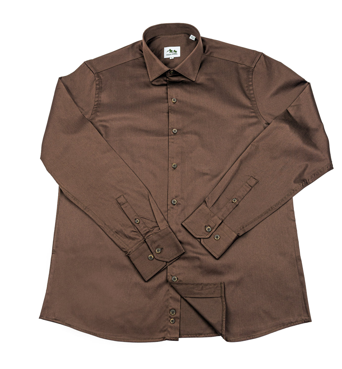 Wear Sierra Top Shelf Men's Turkish Cotton Long Sleeve Button Up Shirt in Brown, Perfect Casual Friday Shirt for Men