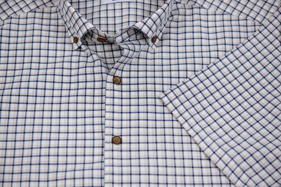 Wear Sierra Top Shelf Men's Cotton Short Sleeve Button Down Shirts in Brown Plaid