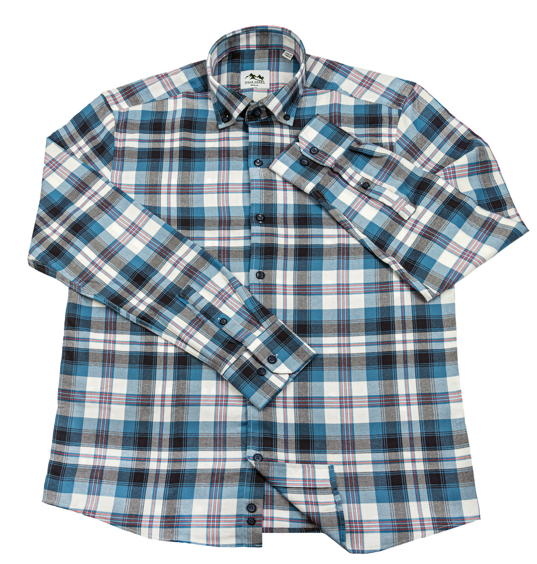 Wear Sierra Top Shelf Men's Cotton Long Sleeve Button Down Shirts in Blue Plaid