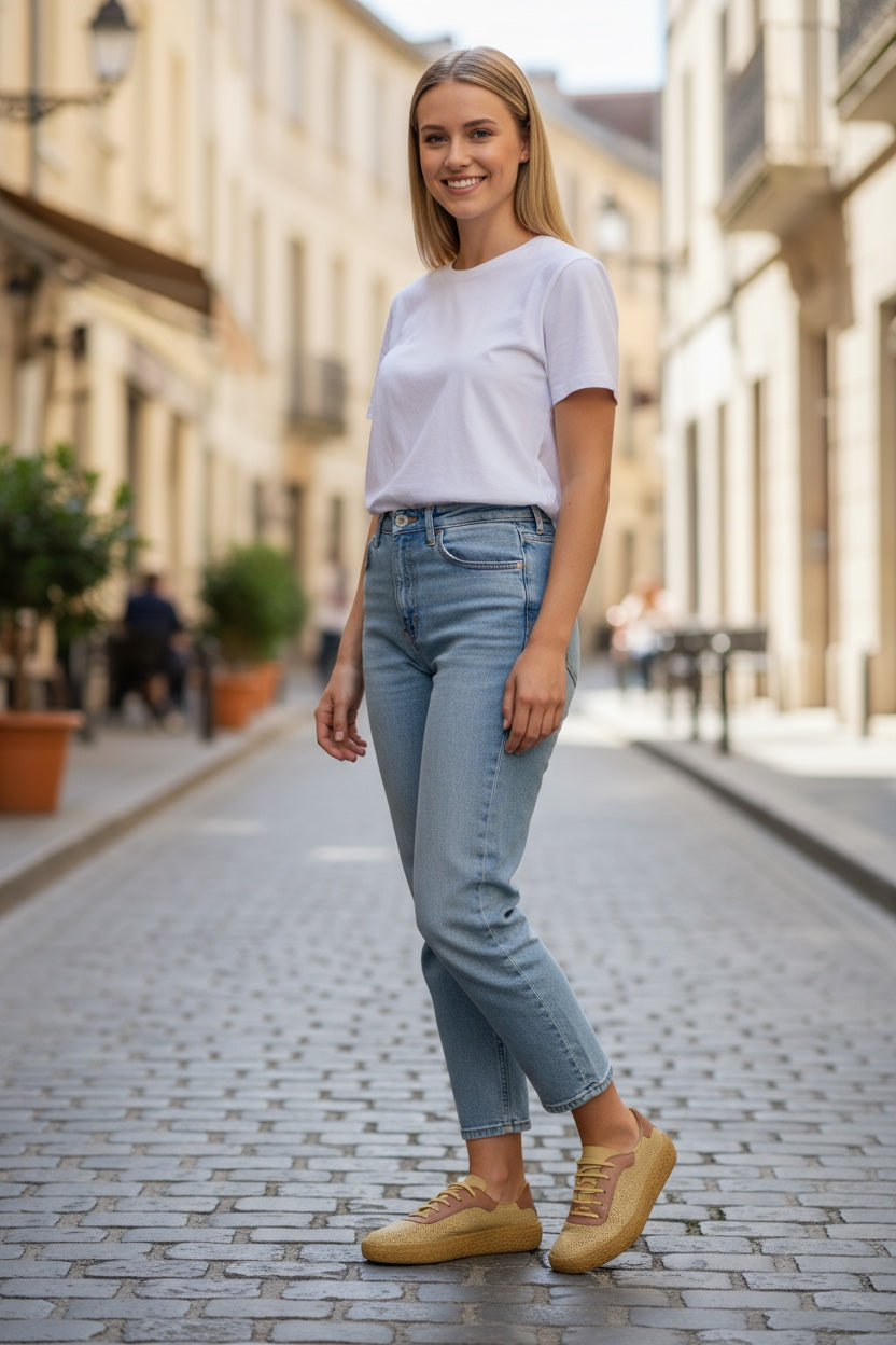 Women's Lace-Up Slip On Leather Sneakers (Colette Style)