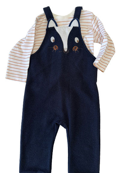 Newborn & Toddler Overalls in a Fun Print (Skunk) Striped Long-Sleeve Shirt Included - 2 Piece Set - Wear Sierra