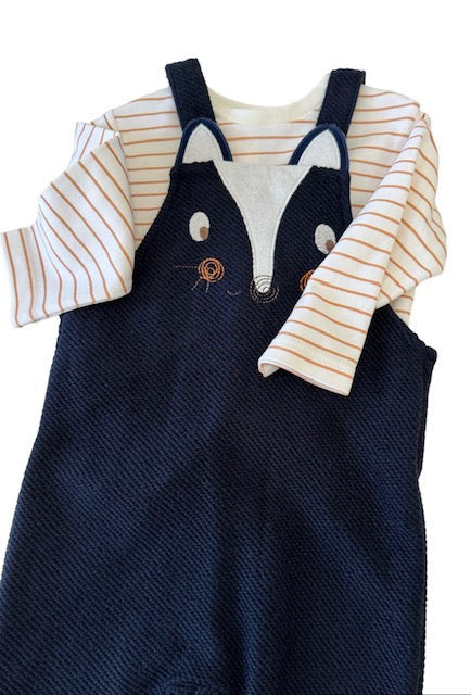 Newborn & Toddler Overalls in a Fun Print (Skunk) Striped Long-Sleeve Shirt Included - 2 Piece Set - Wear Sierra