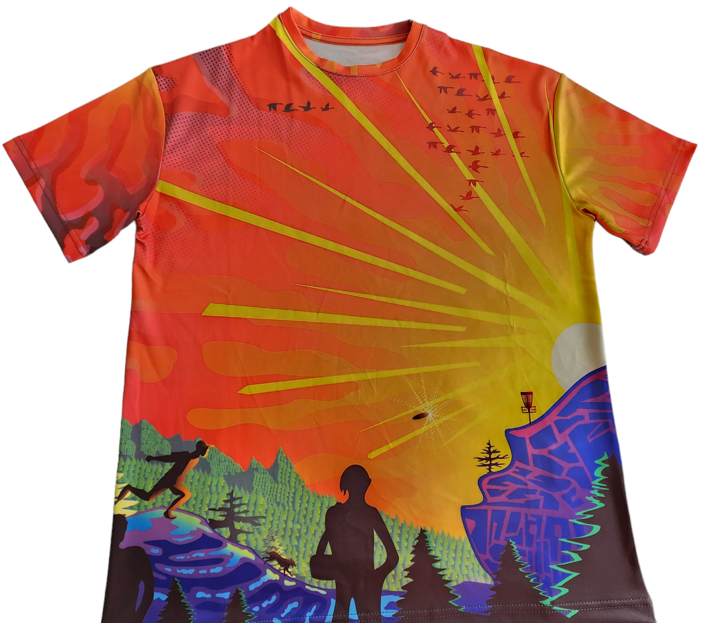 Buy yellow-sunset Disc Golf Performance Short Sleeve Shirts Great for Outdoor Sports Enthusiasts