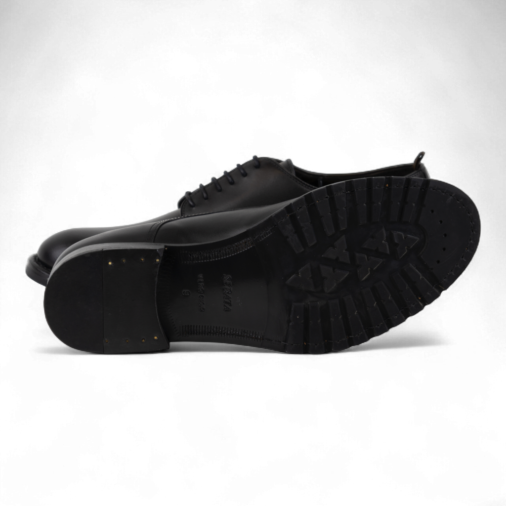 Men's Leather Lace Up Dress Shoes, Perfect for the Office in All Black (Democritus Style)