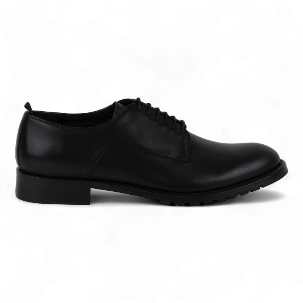 Men's Leather Lace Up Dress Shoes, Perfect for the Office in All Black (Democritus Style)