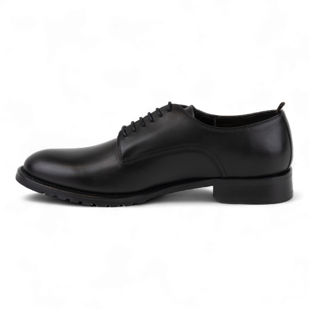Men's Leather Lace Up Dress Shoes, Perfect for the Office in All Black (Democritus Style)