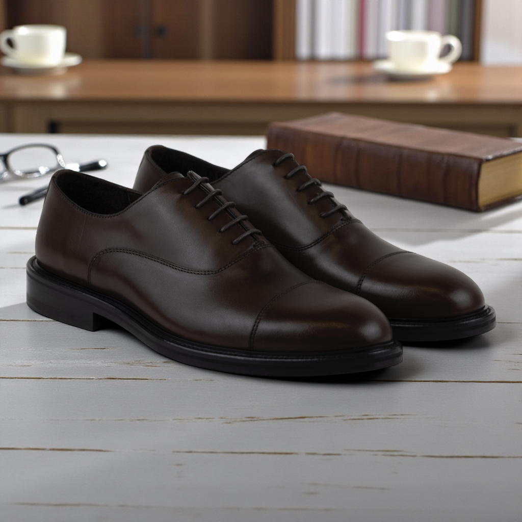Men's Classic Leather Dress Shoes in Brown - Great Pick for the Office!  (Diogenes Style)