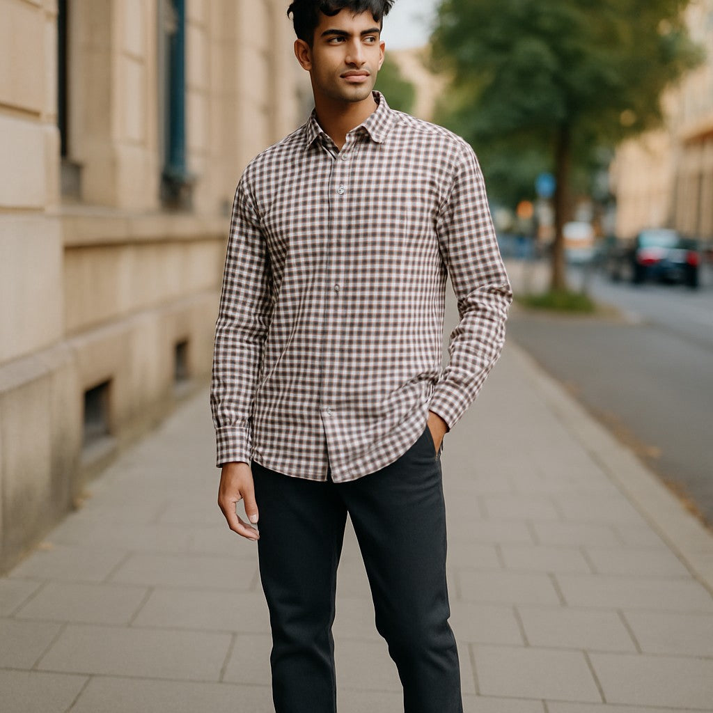 Wear Sierra Top Shelf Men's Cotton Long Sleeve Button Down Shirts in Gray Check