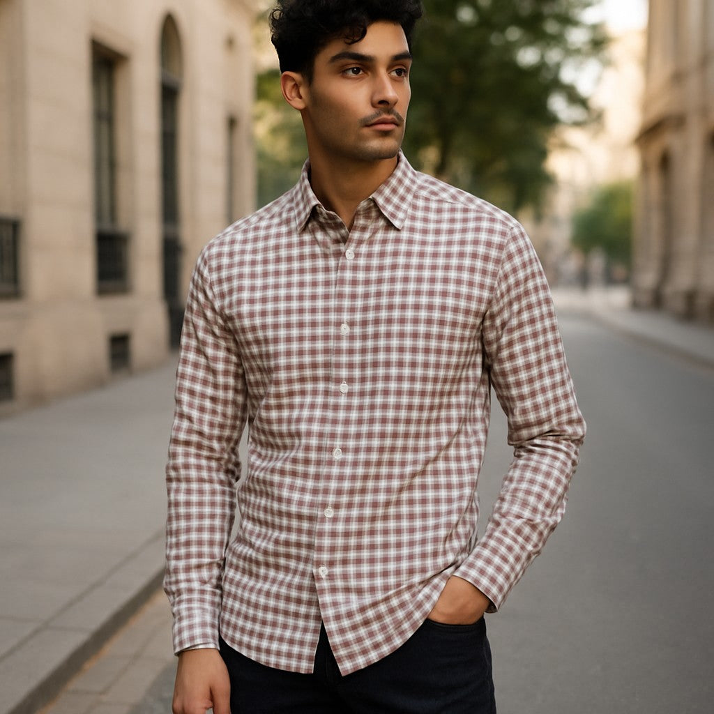 Wear Sierra Top Shelf Men's Cotton Long Sleeve Button Down Shirts in Gray Check