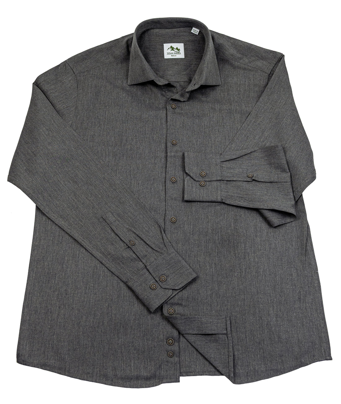 Wear Sierra Top Shelf Men's Turkish Cotton Long Sleeve Button Up Shirt in Classic Gray, Casual Friday Shirt for Men