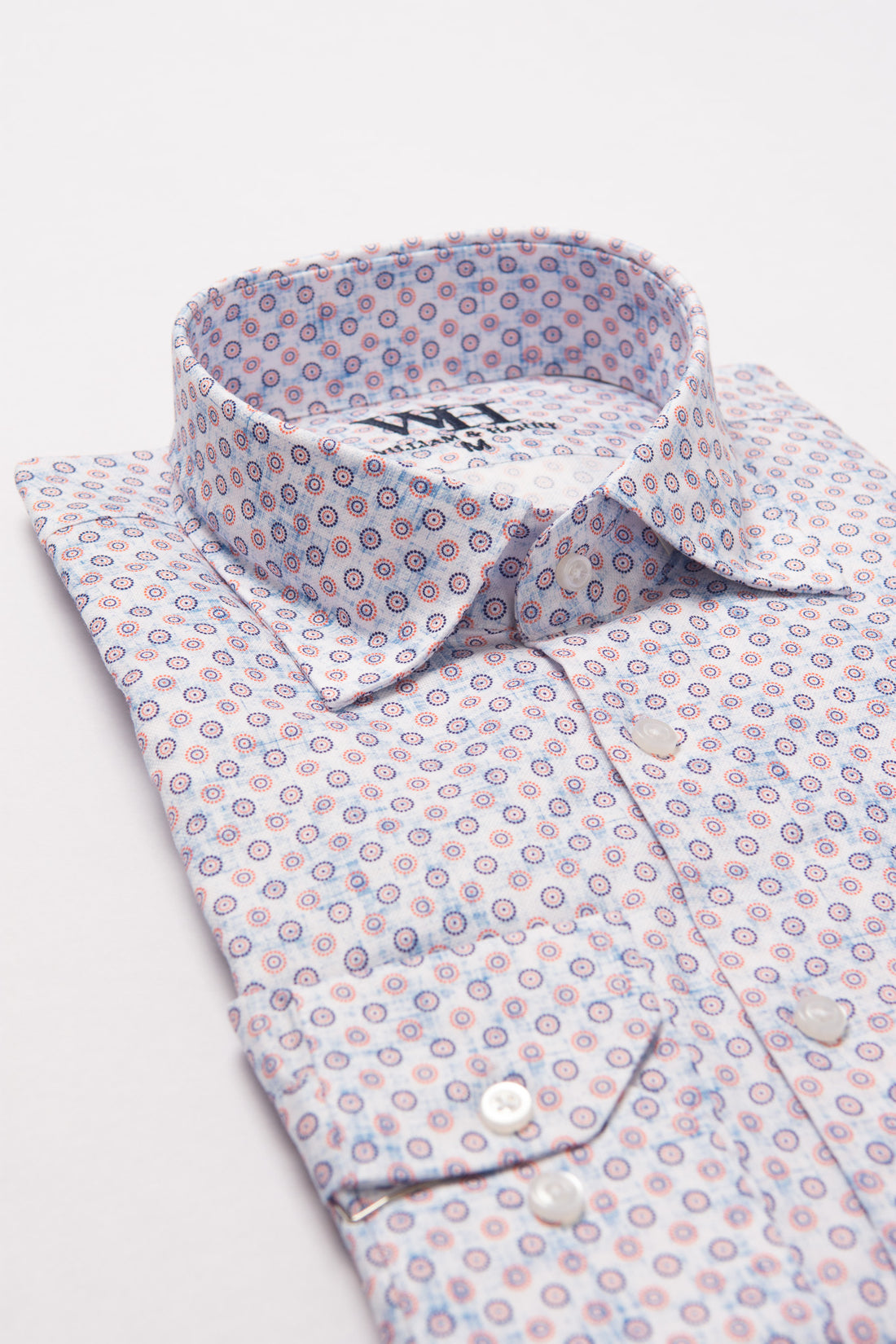 W&H Golf Men's Long Sleeve Button Up Sports Shirts - Circular Print