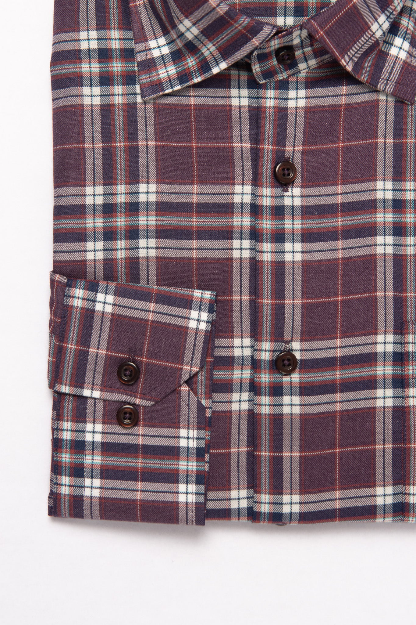 W&H Golf Men's Long Sleeve Button Up Sports Shirts - Burgundy Plaid
