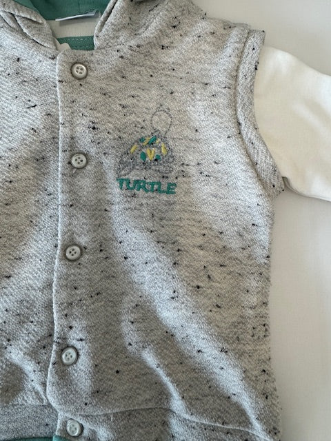 Newborn, Infant & Toddler Animal Theme (Turtle) 3-Piece Hoodie Jacket Set for Little Boys & Girls - Wear Sierra