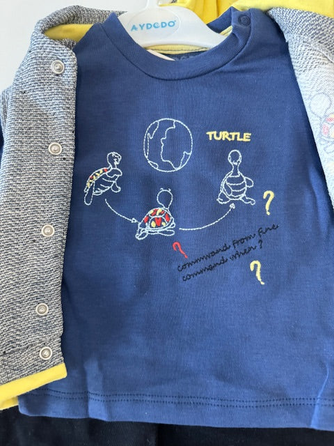 Newborn, Infant & Toddler Animal Theme (Turtle) 3-Piece Hoodie Jacket Set for Little Boys & Girls - Wear Sierra