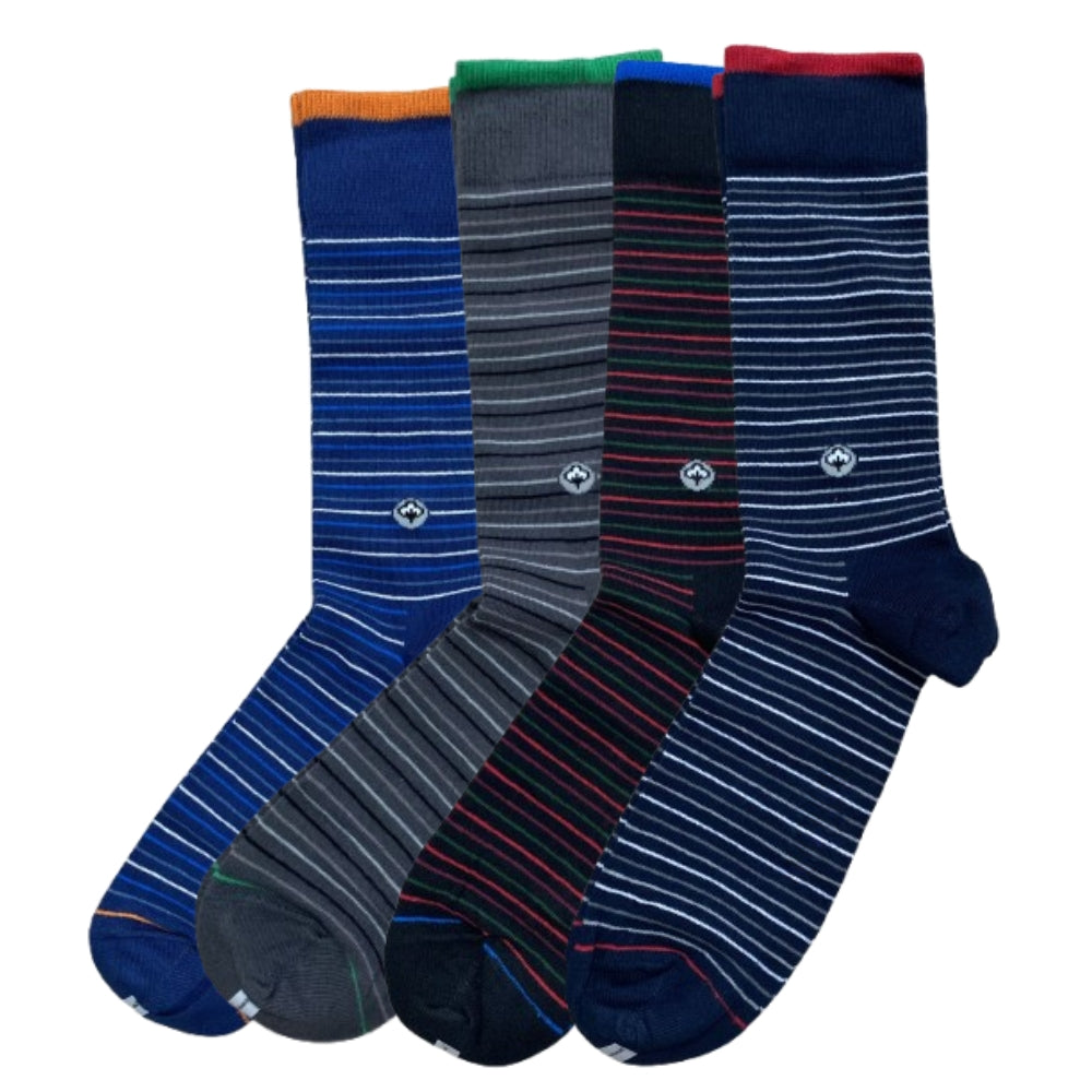 Men’s Cotton Crew Dress Socks – Breathable, Soft & Silky Comfort - 4 Pair Boxed Set - Ready for Gift Giving!