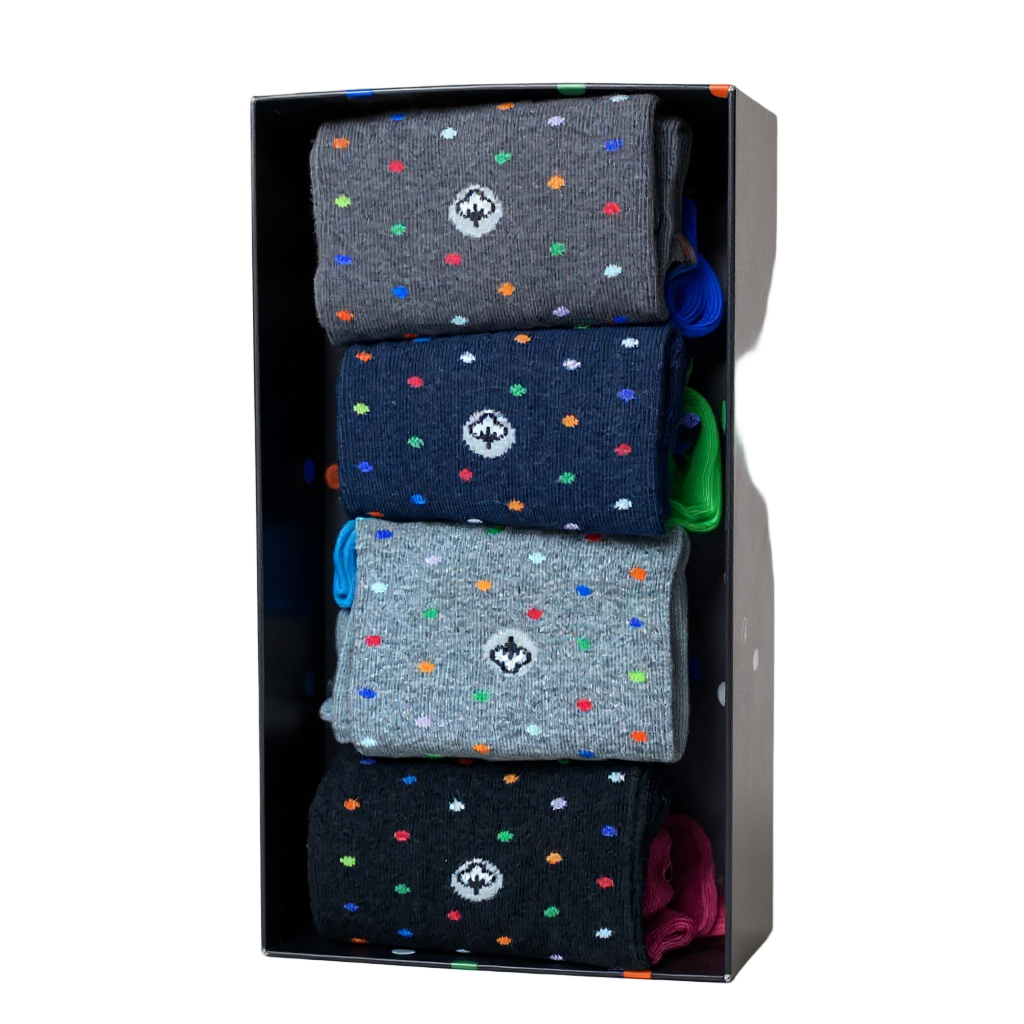 Men’s Cotton Crew Dress Socks – Breathable, Soft & Silky Comfort - 4 Pair Boxed Set - Ready for Gift Giving!