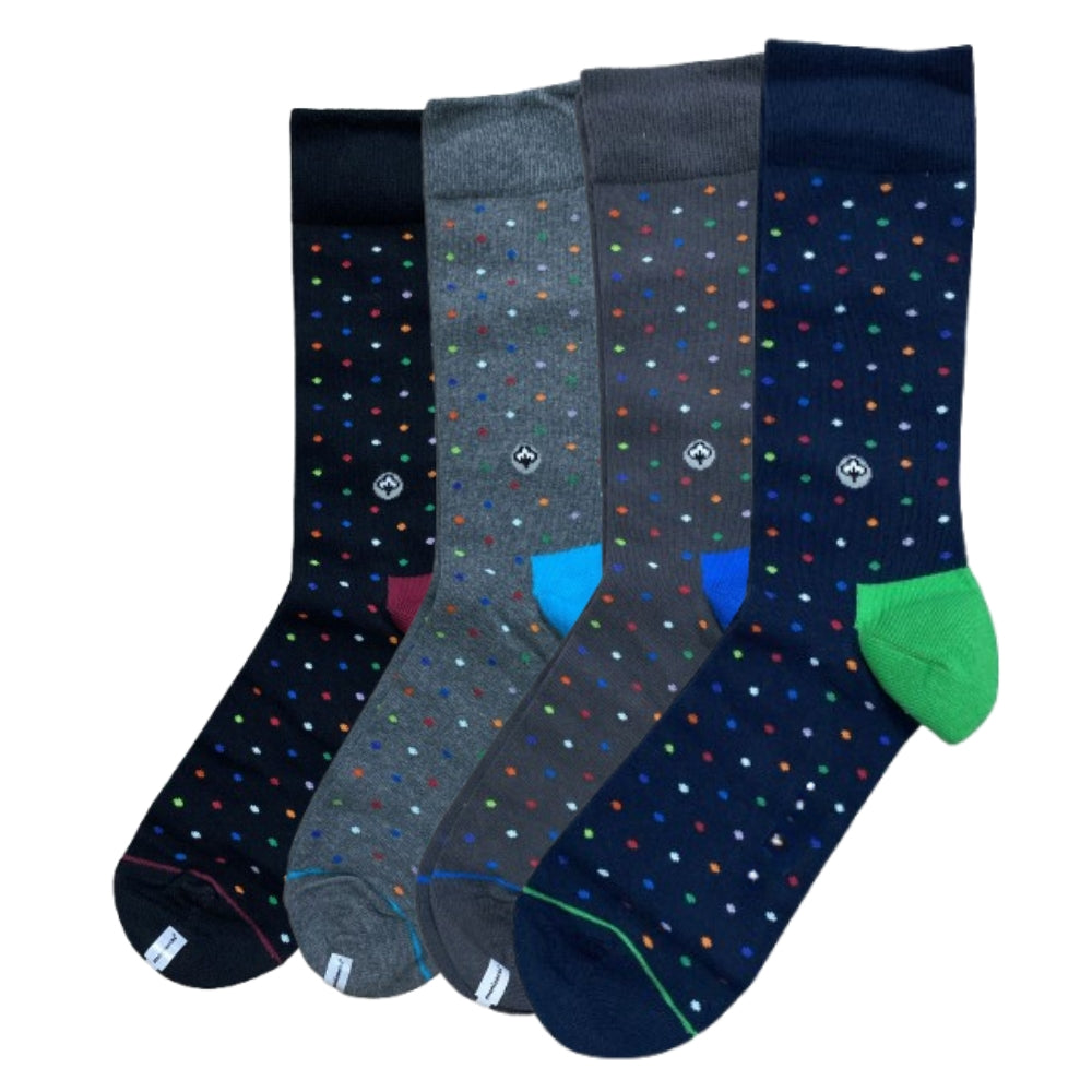Men’s Cotton Crew Dress Socks – Breathable, Soft & Silky Comfort - 4 Pair Boxed Set - Ready for Gift Giving!
