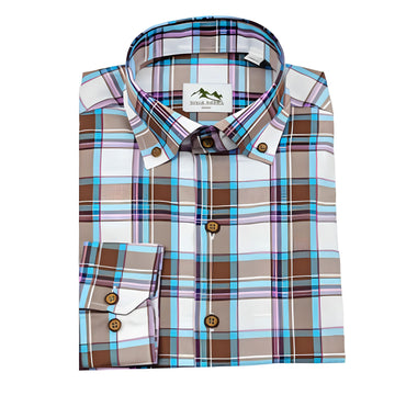 Wear Sierra Top Shelf Men's Cotton Long Sleeve Button Down Shirts in White Plaid