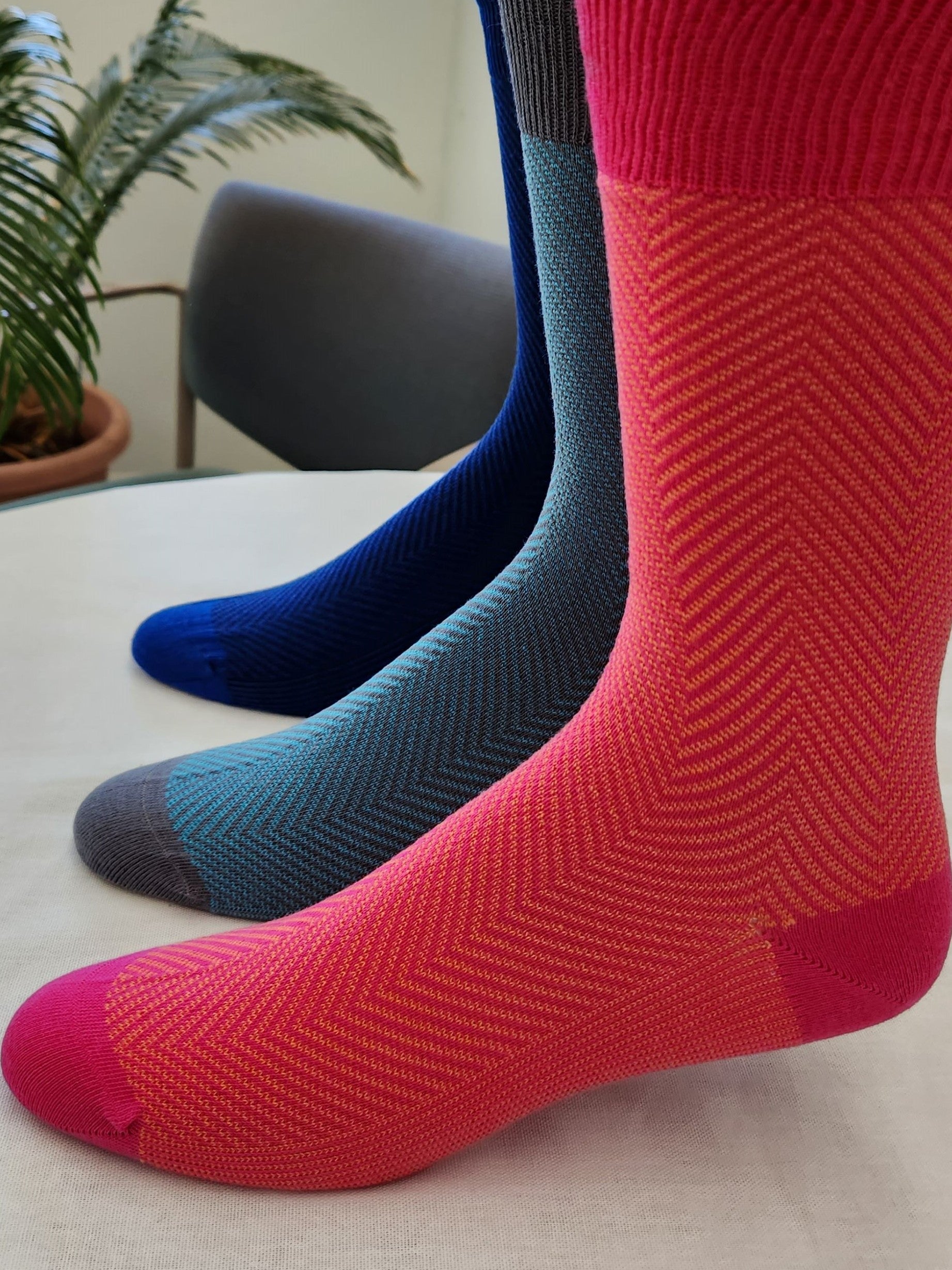Men's Colorful Combed Cotton Socks XL Mango