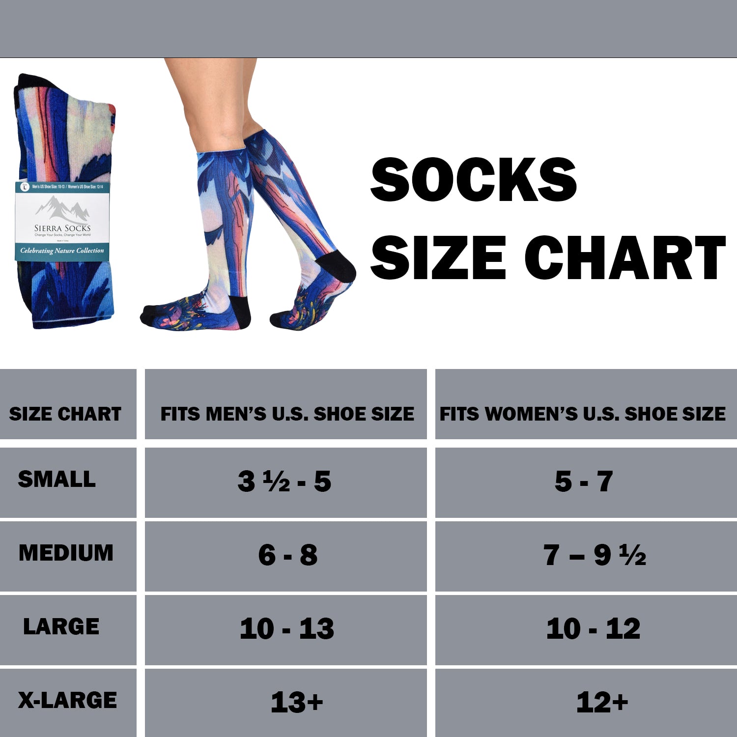 Men & Women's CoolMax Knee-High Socks, Nature Inspired Collection for Men & Women Eco-Friendly Knee High Socks