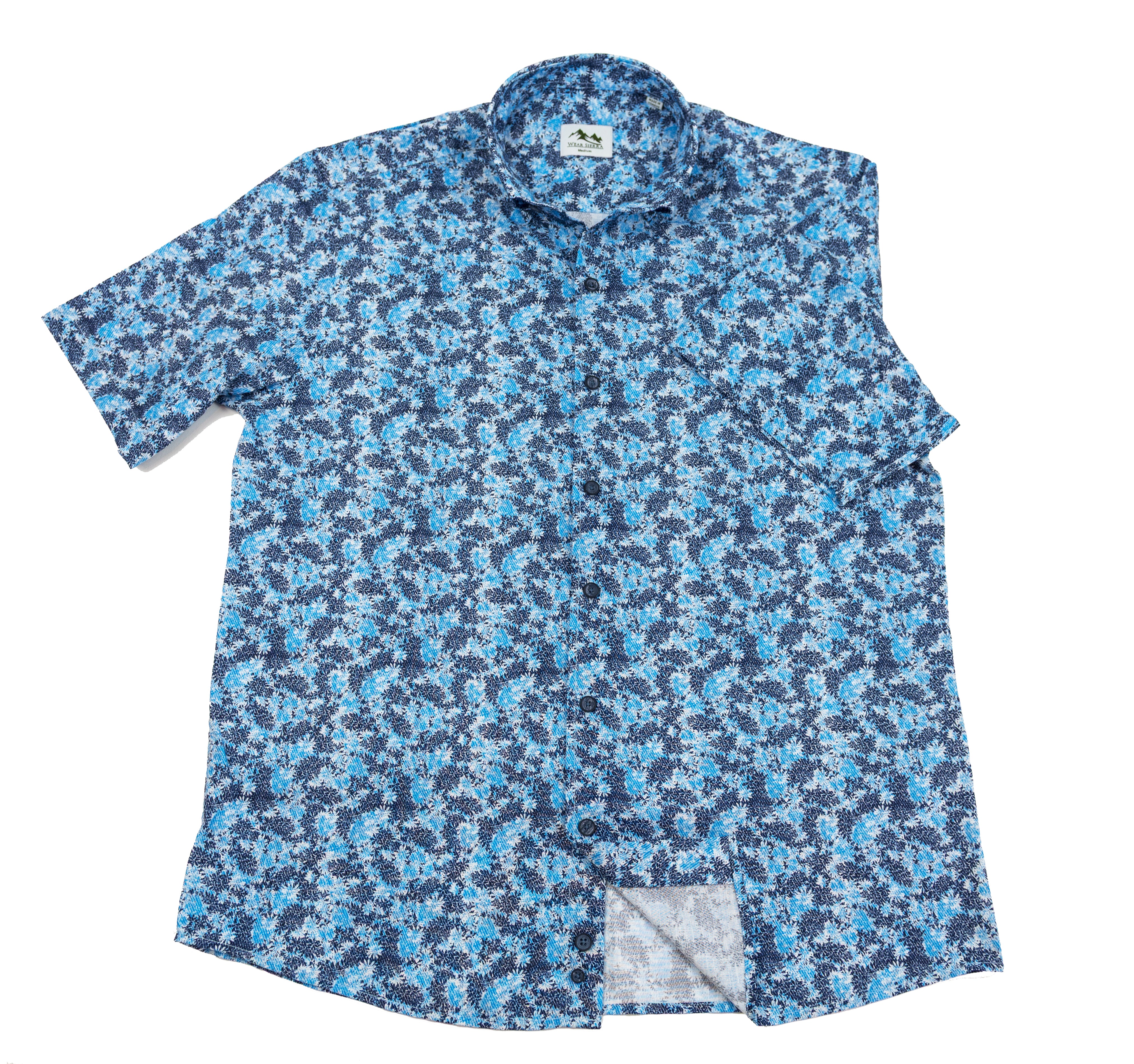 Wear Sierra Top Shelf Men's Cotton Short Sleeve Button Down Shirts in Navy & Light Blue