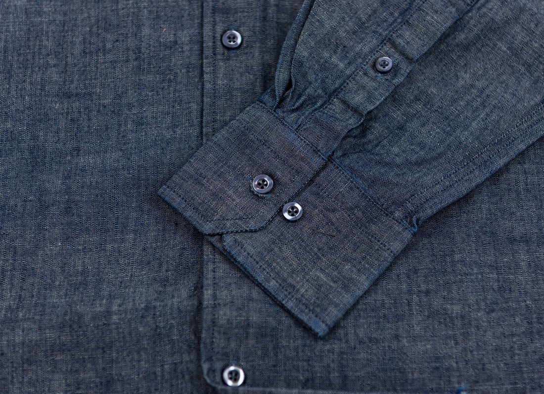 Wear Sierra Top Shelf Men's Cotton Long Sleeve Button Down Shirts in Chambray Navy